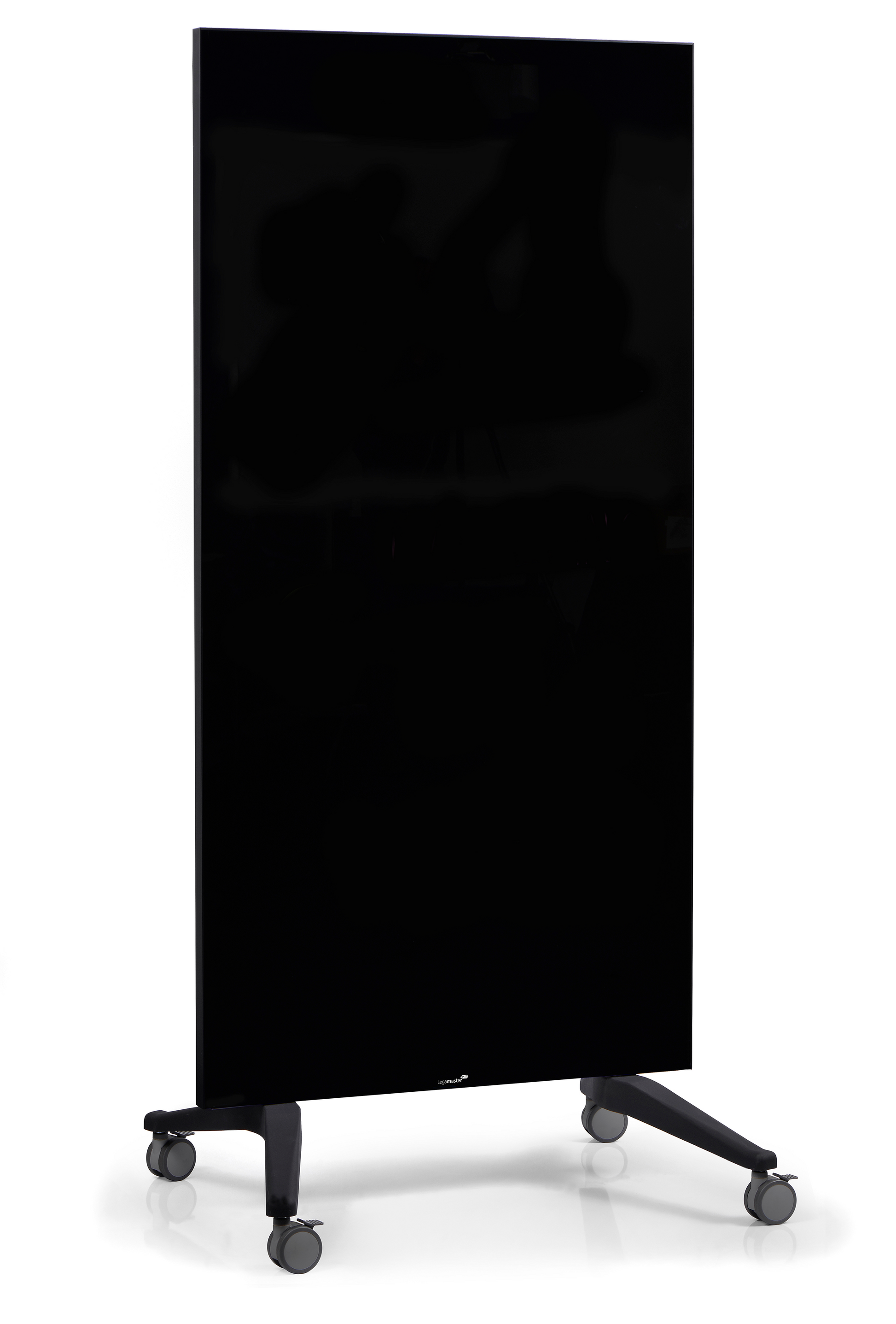 Legamaster Whiteboard – 90 × 175 cm, Glas, schwarzer Rahmen, mobil