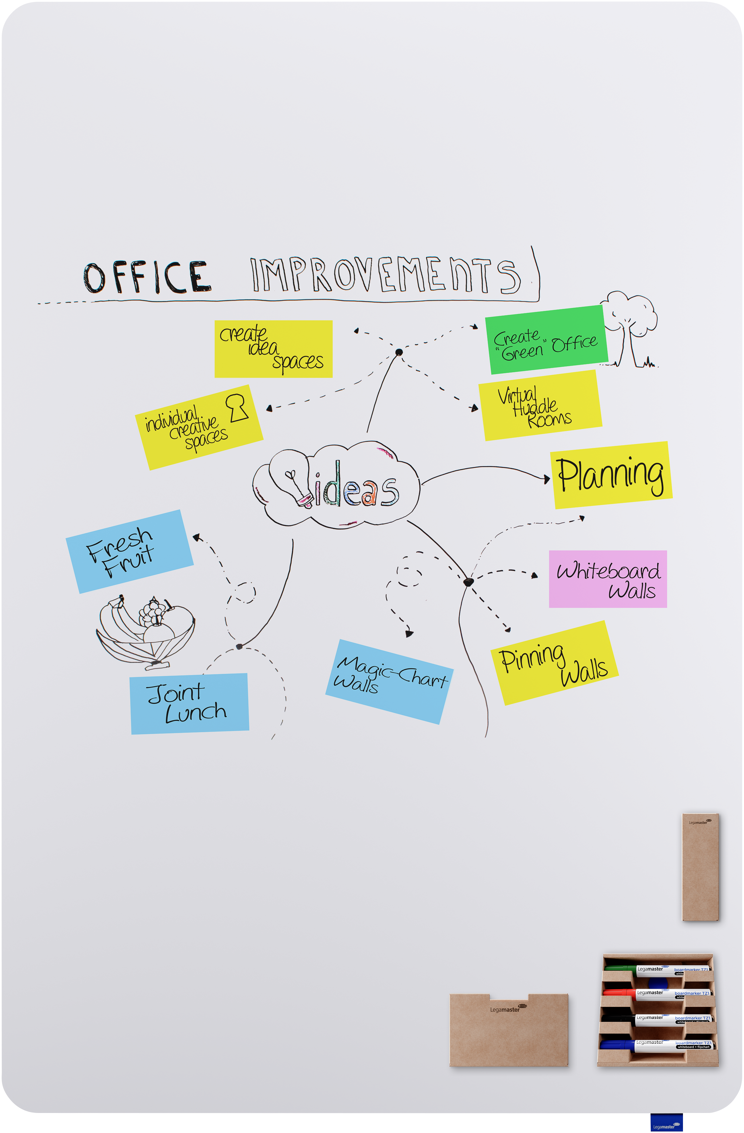 Legamaster Essence Whiteboard – Emaille, magnetisch, rahmenlos – 100 × 150 cm