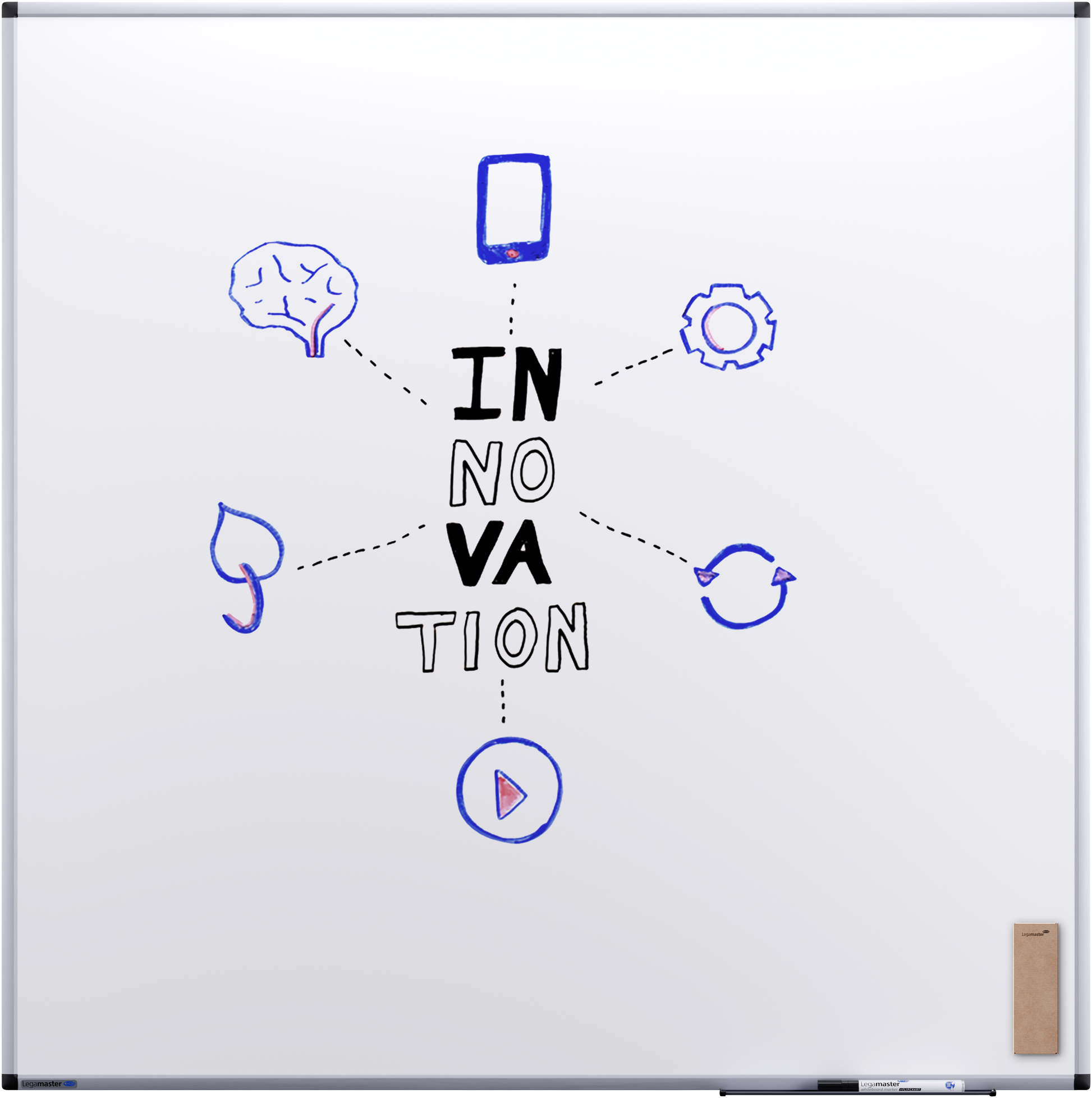 Legamaster UNITE Whiteboard – Stahl, magnetisch – 120 × 120 cm