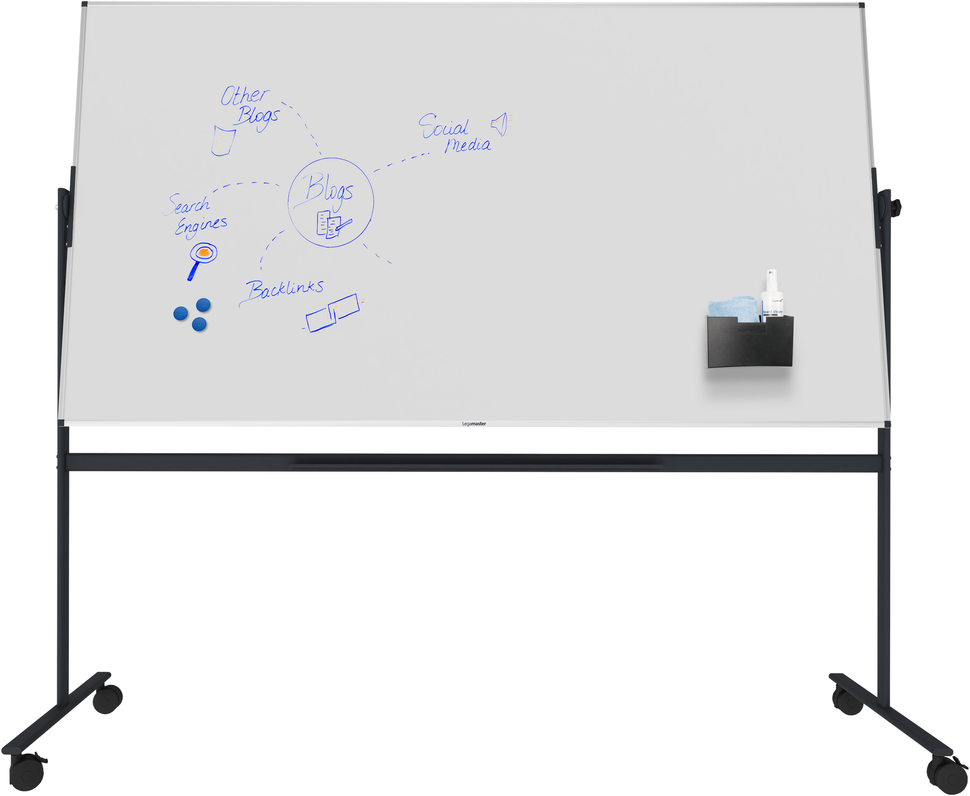 Legamaster Mobiles Whiteboard – Emaille, magnetisch, beidseitig, drehbar – 219,7 × 119,7 cm