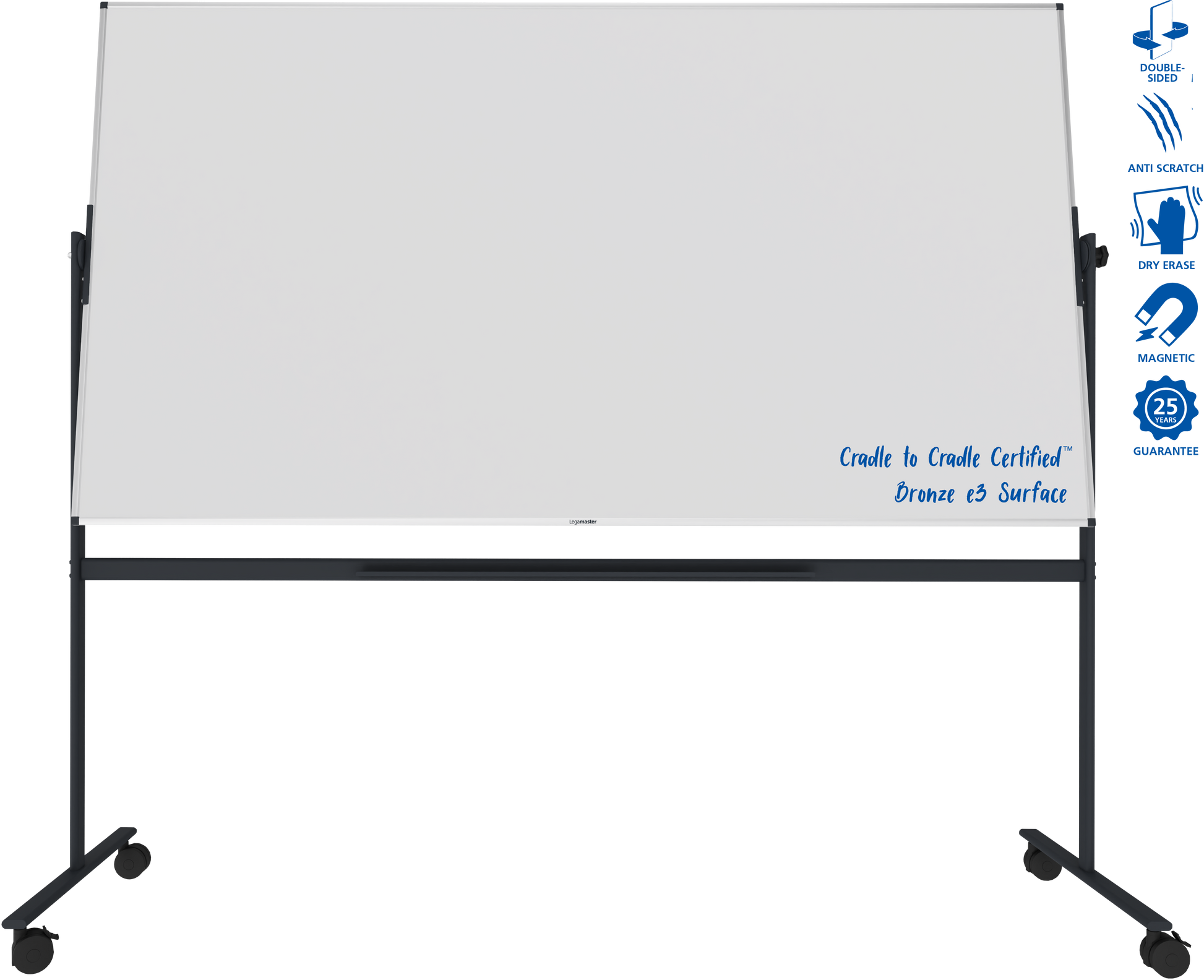 Legamaster Mobiles Whiteboard – Emaille, magnetisch, beidseitig, drehbar – 219,7 × 119,7 cm