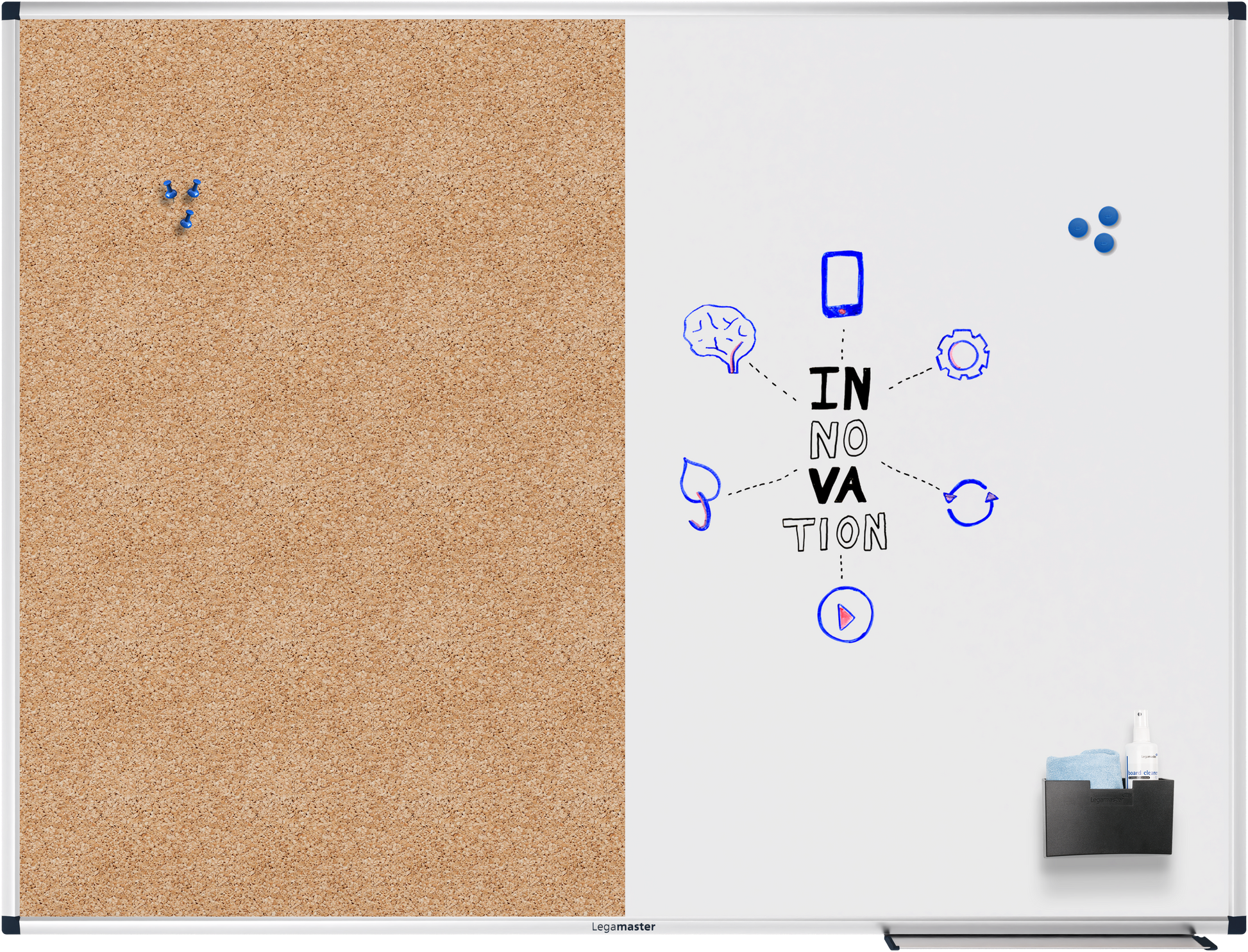 Legamaster Whiteboard – 120 × 90 cm, magnetisch, Aluminiumrahmen, Wandmontage, inkl. Stiftablage