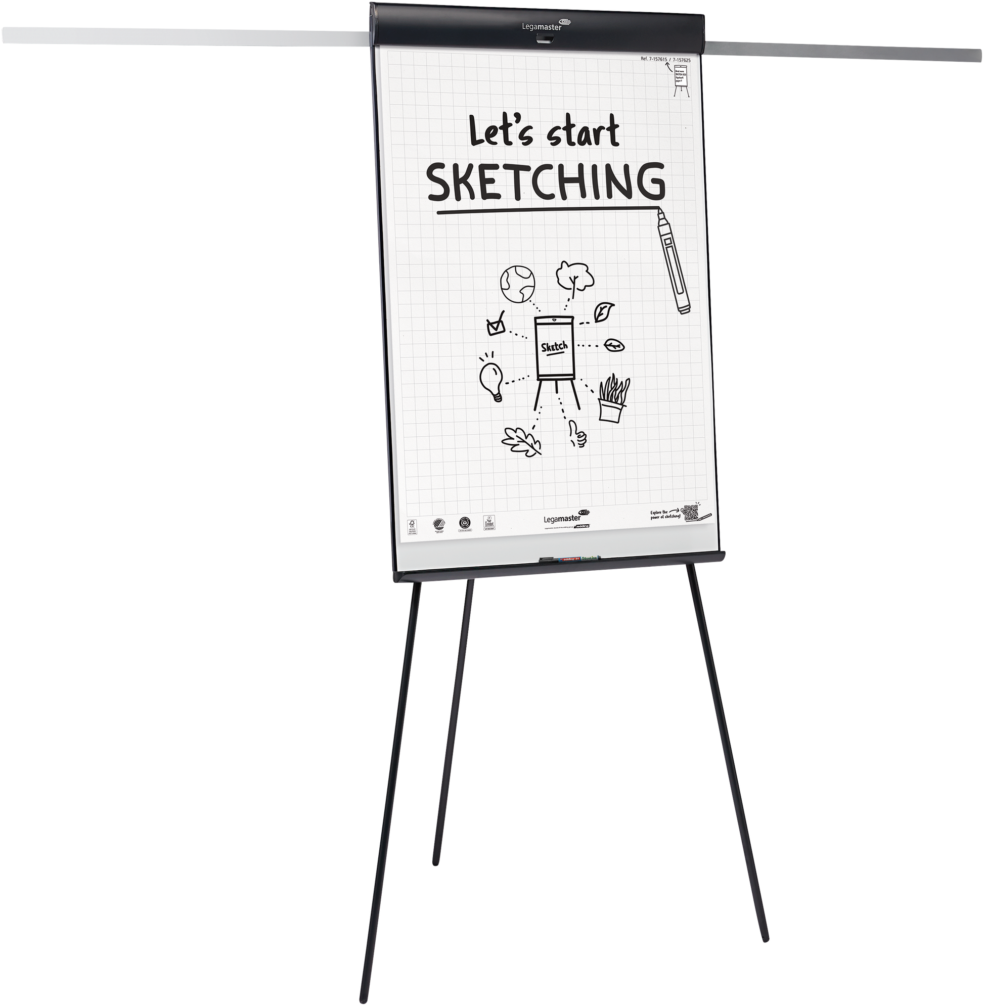 Legamaster Flipchart-Block SKETCH PRO – 105 × 68 cm, schwarz, Stahl