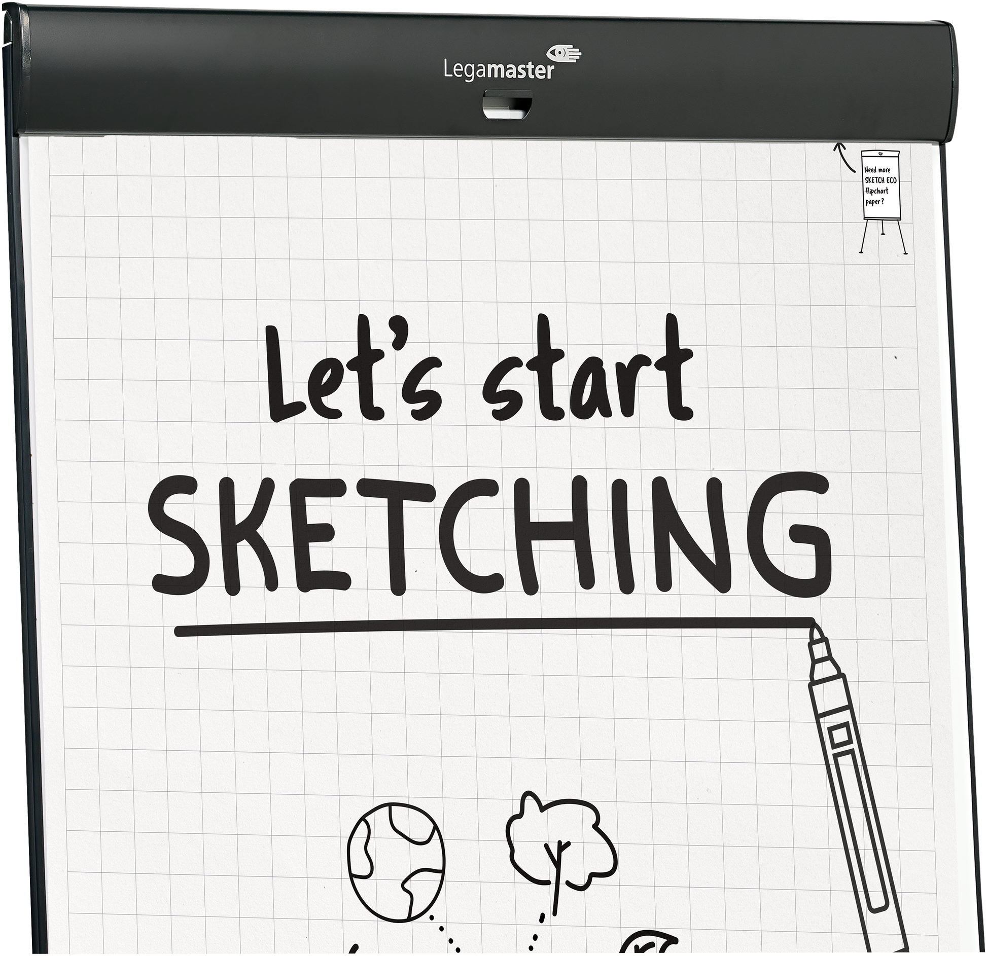 Legamaster Flipchart-Block SKETCH PRO – 105 × 68 cm, schwarz, Stahl