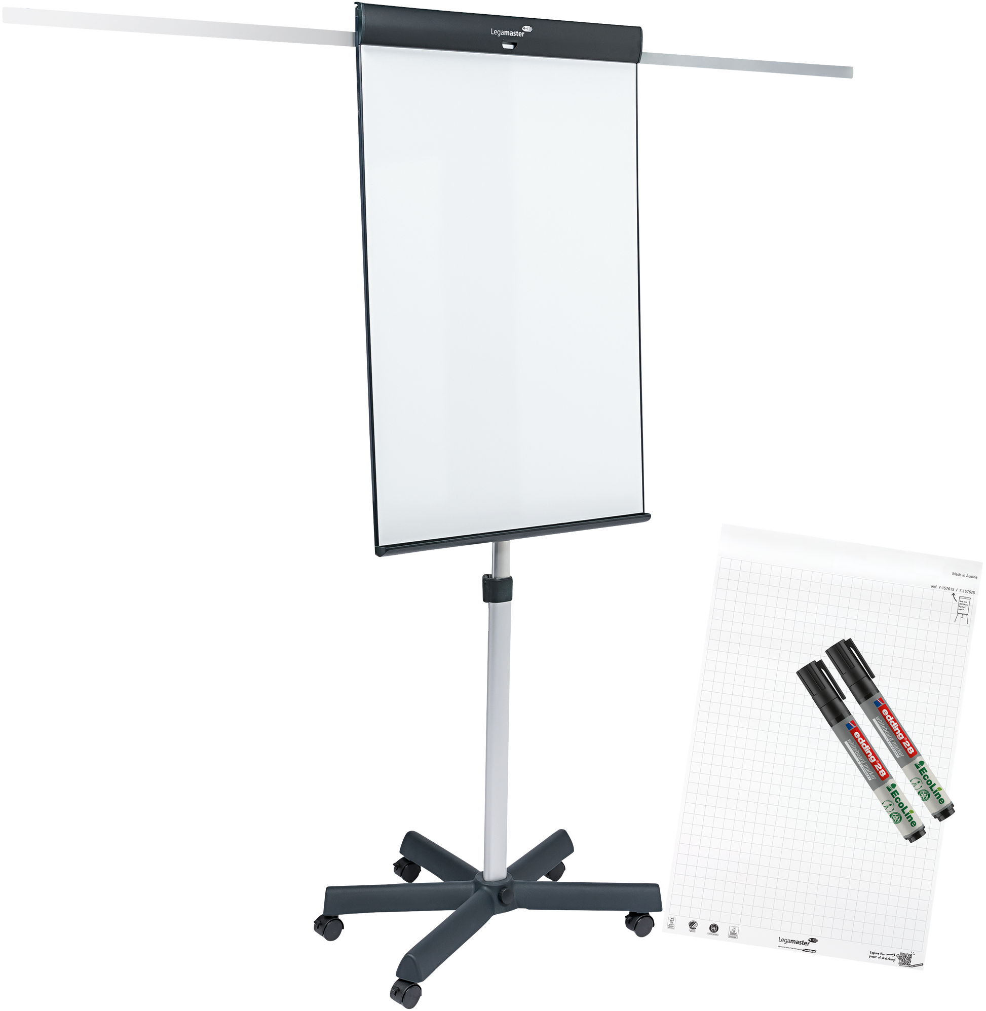 Legamaster Flipchart-Block SKETCH PRO – 72 × 205 cm, schwarz, Stahl