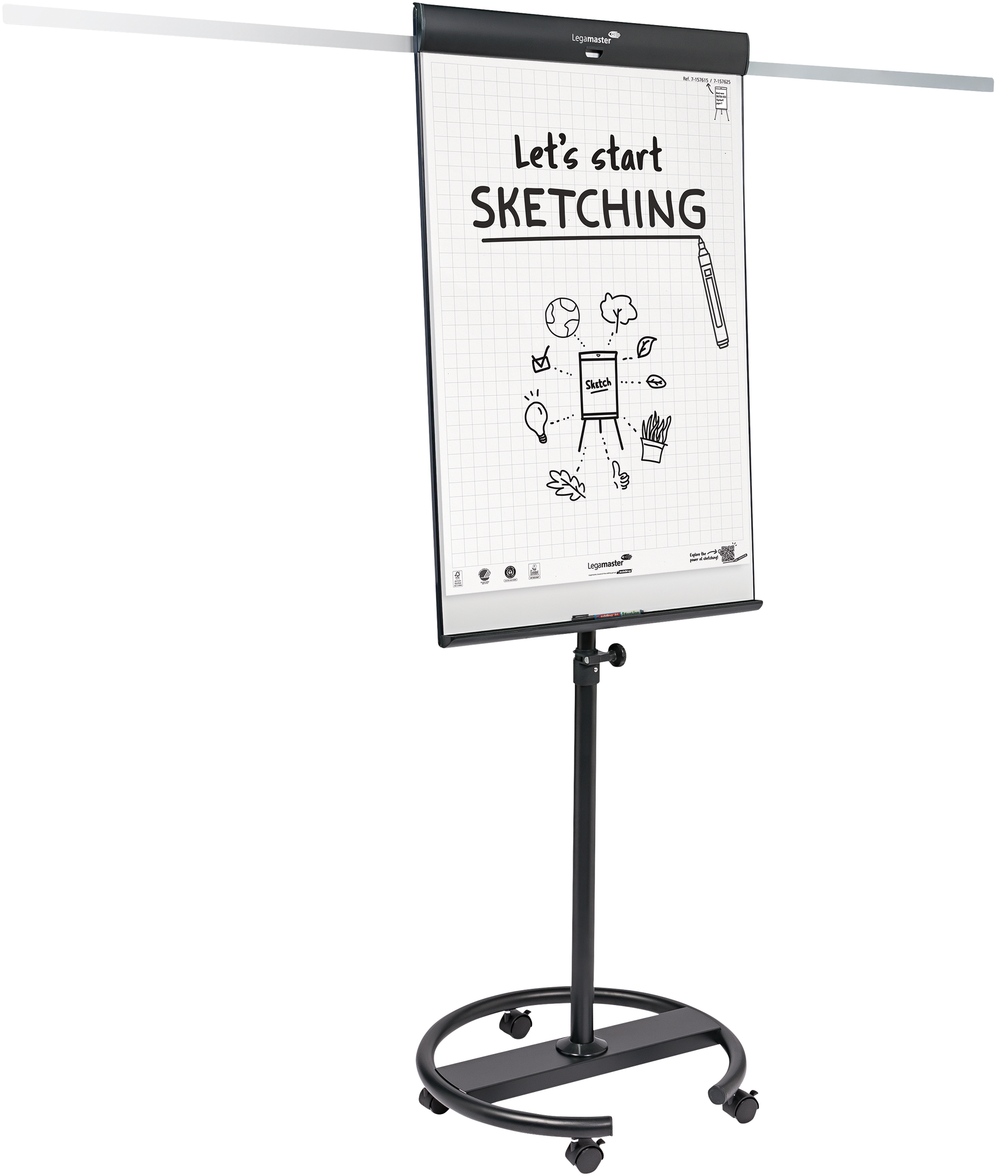 Legamaster Flipchart SKETCH PRO – 105 × 68 cm, schwarz