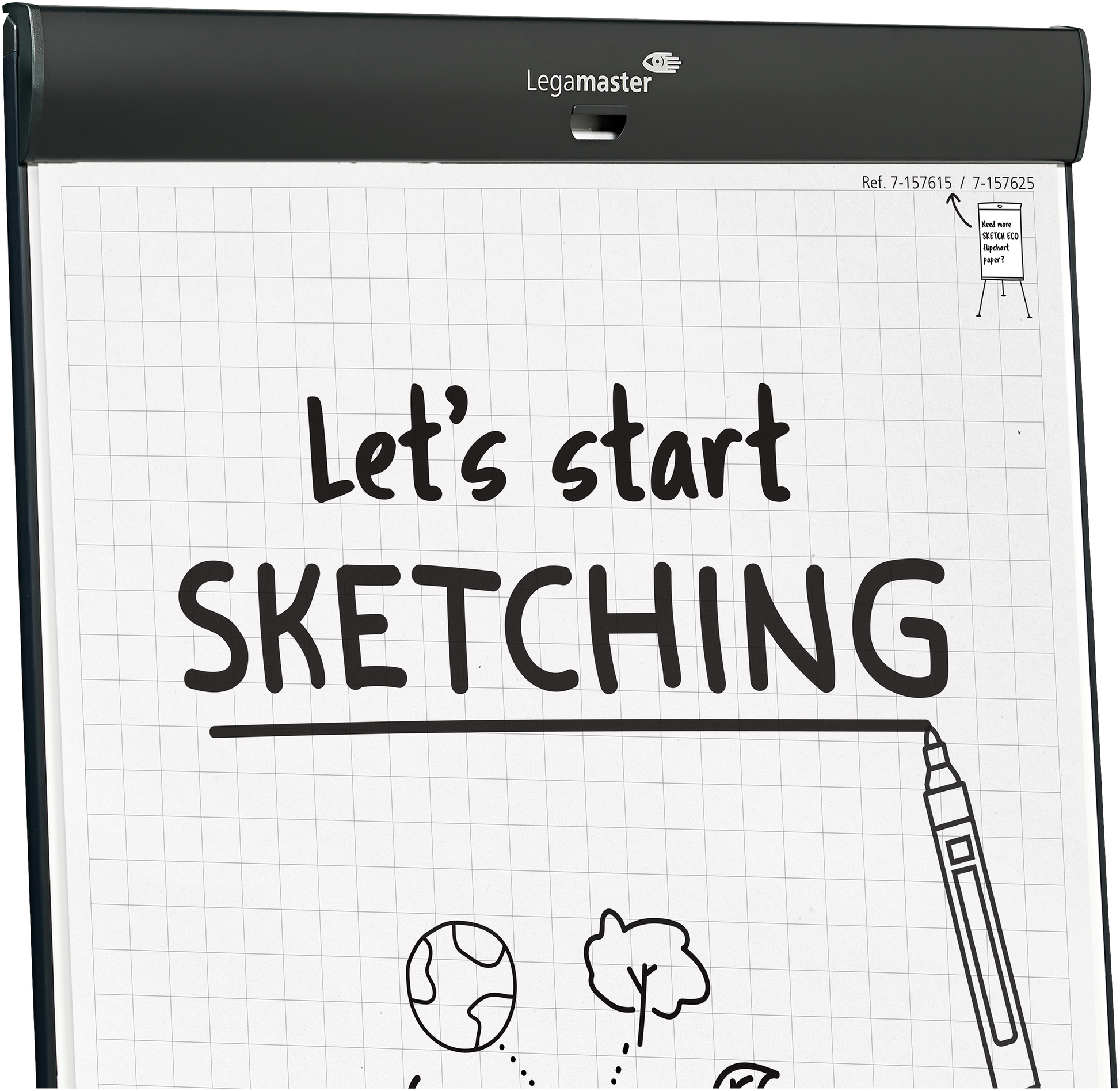 Legamaster Flipchart SKETCH PRO – 105 × 68 cm, schwarz