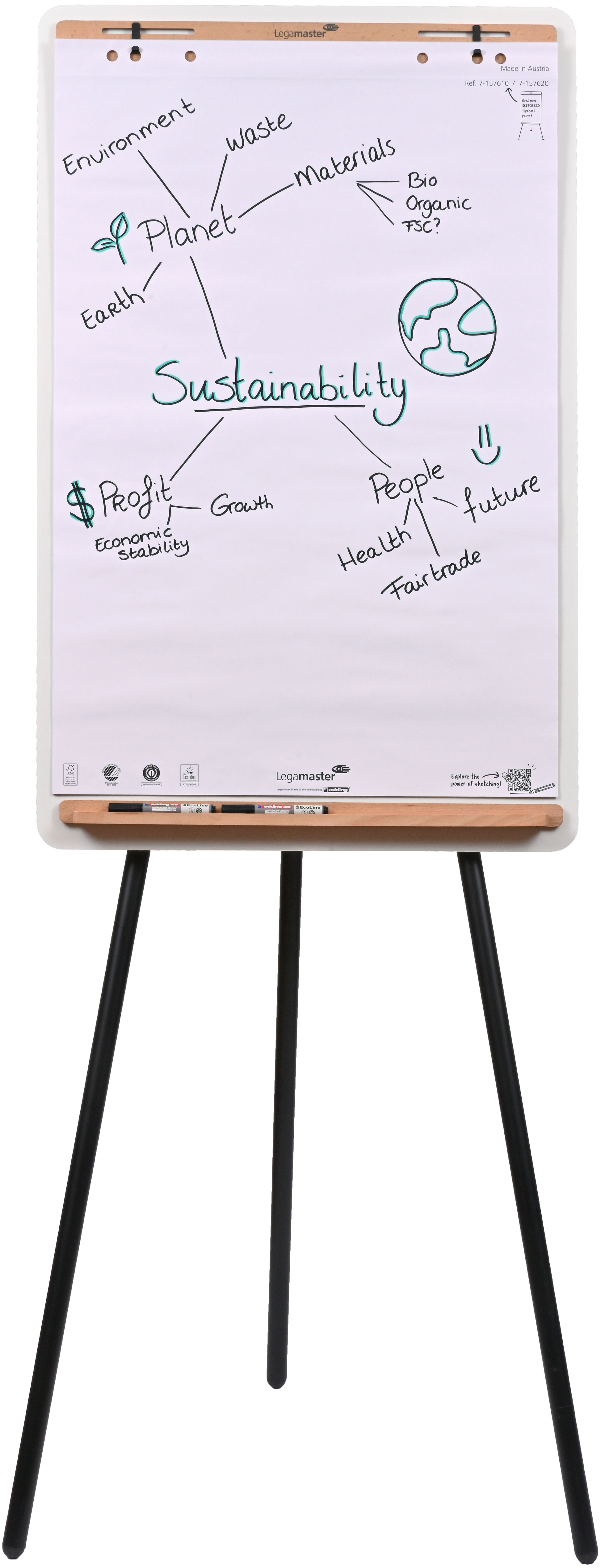 Legamaster Flipchart-Block SKETCH Infinite – 69 × 205 cm, weiss, Stahl
