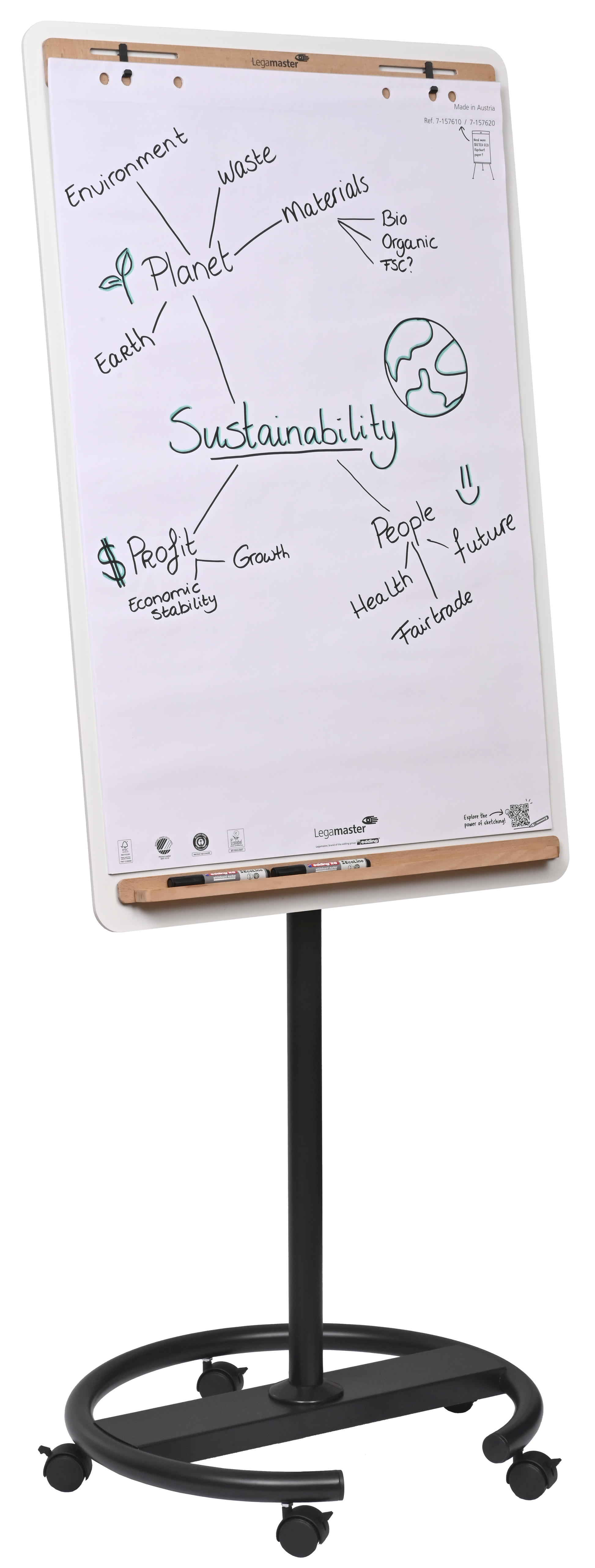 Legamaster Flipchart SKETCH Infinite – 69 × 205 cm, weiss, magnetisch emaillierte CeramicSteel
