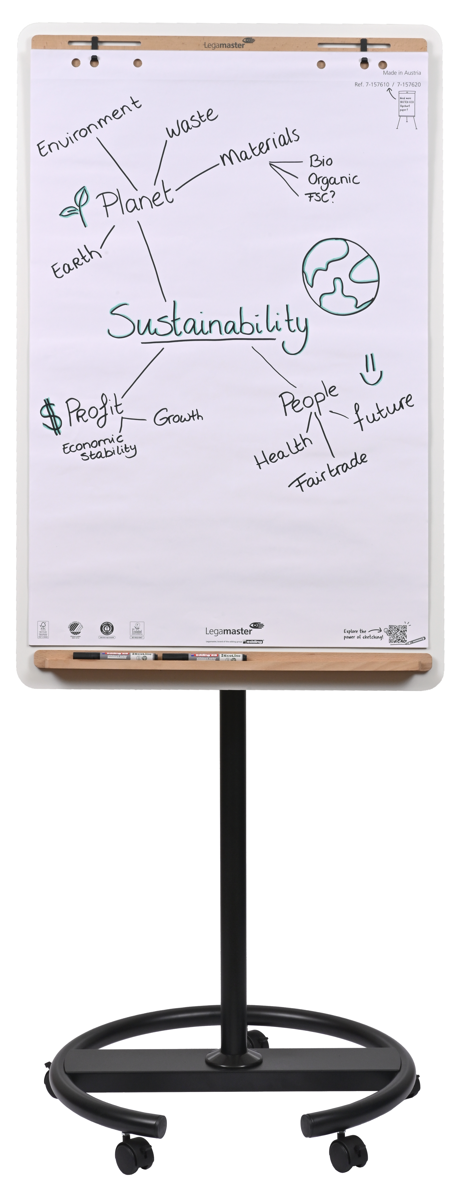 Legamaster Flipchart SKETCH Infinite – 69 × 205 cm, weiss, magnetisch emaillierte CeramicSteel