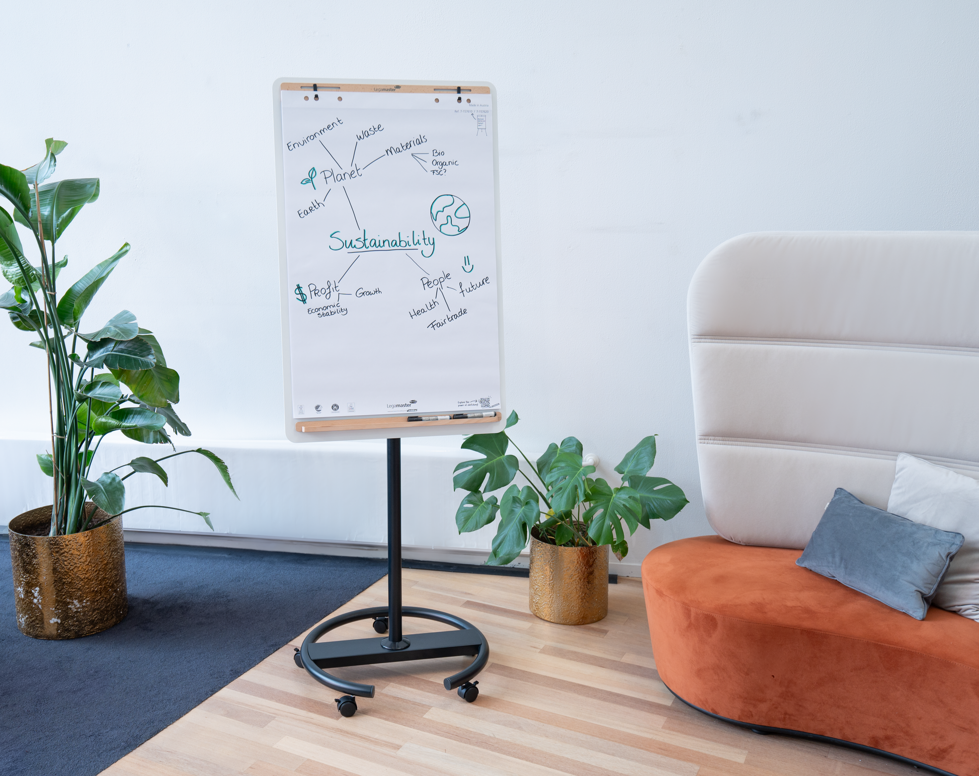 Legamaster Flipchart SKETCH Infinite – 69 × 205 cm, weiss, magnetisch emaillierte CeramicSteel