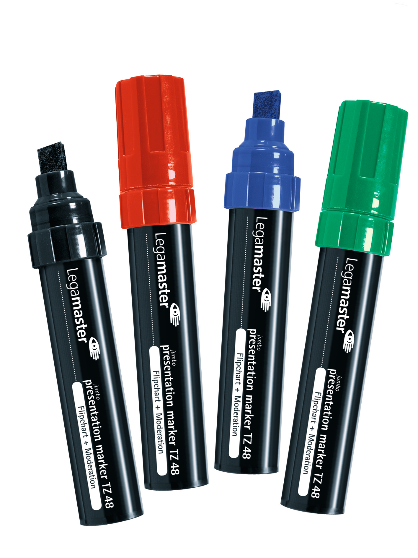 Legamaster TZ48 Flipchart-Marker – Keilspitze 4–12 mm, 4 Farben, 4 Stk., Cap-Off – für Flipcharts/Papier