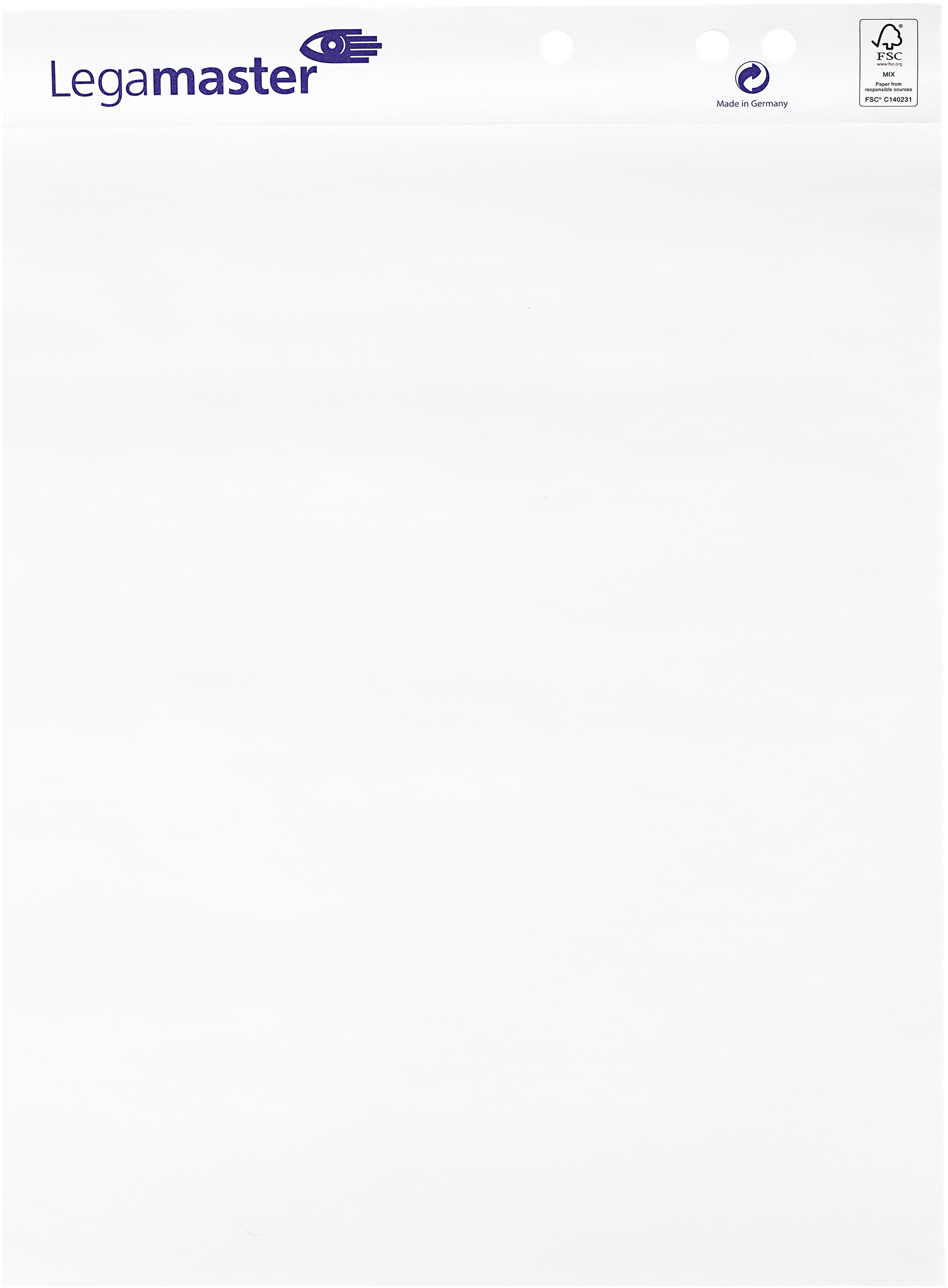 Legamaster Flipchartblock Blanko – 65 × 98 cm, 20 Blatt, 80 g/m², 6-fach Lochung