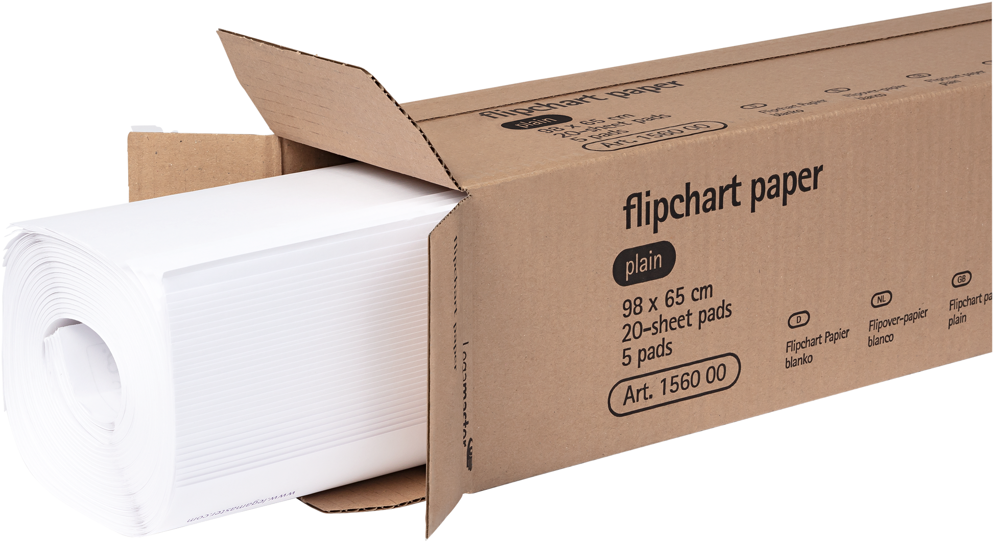 Legamaster Flipchartblock Blanko – 65 × 98 cm, 20 Blatt, 80 g/m², 6-fach Lochung