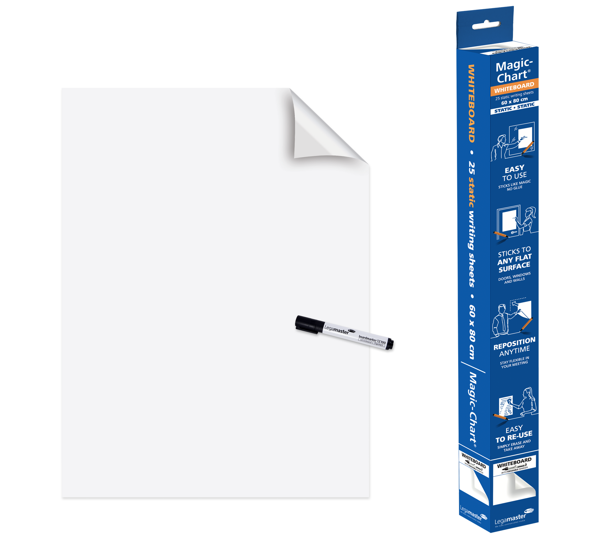 Legamaster Whiteboard – 60 × 80 cm, Wandmontage, inkl. Marker – 25-teilig