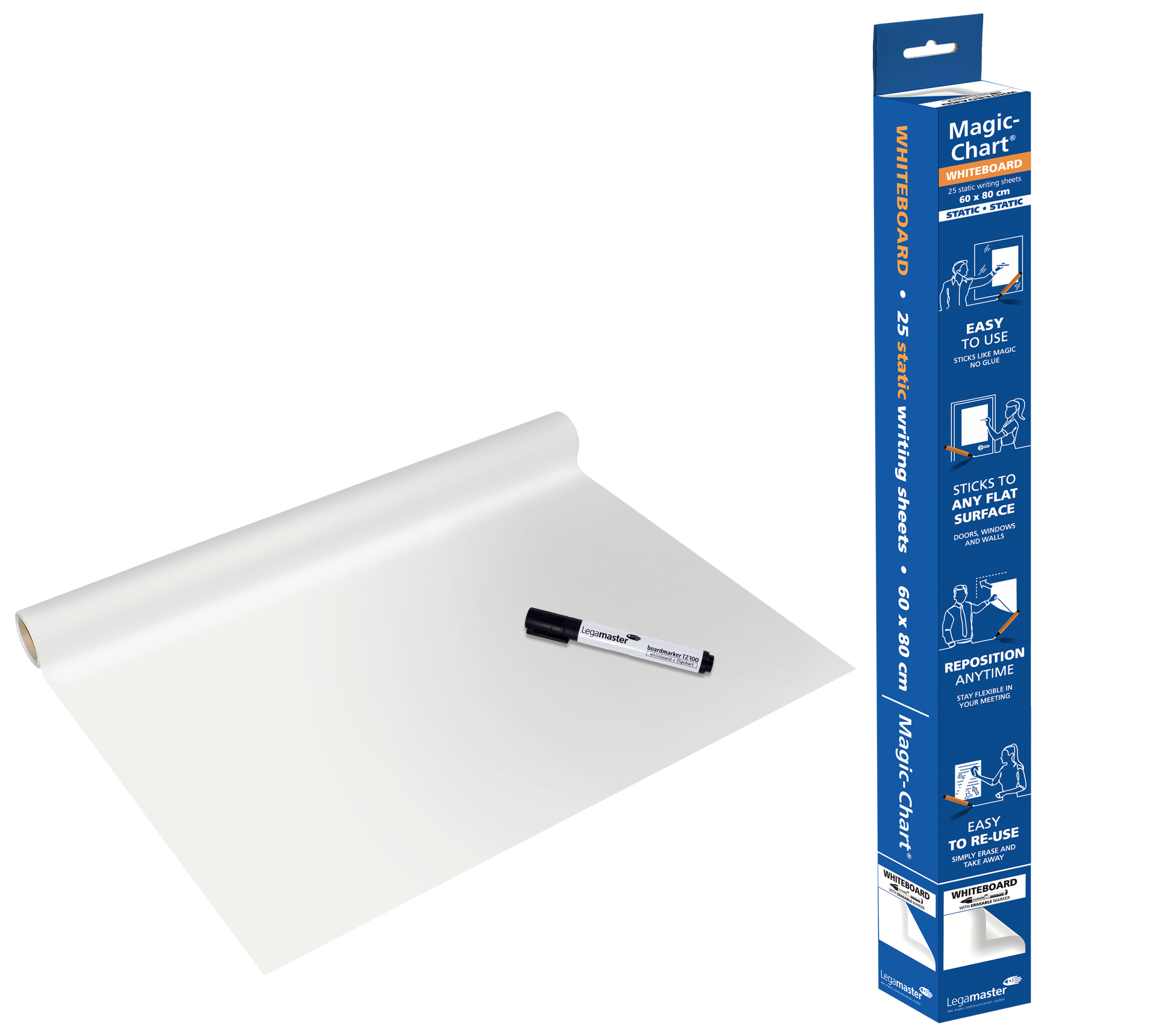 Legamaster Whiteboard – 60 × 80 cm, Wandmontage, inkl. Marker – 25-teilig