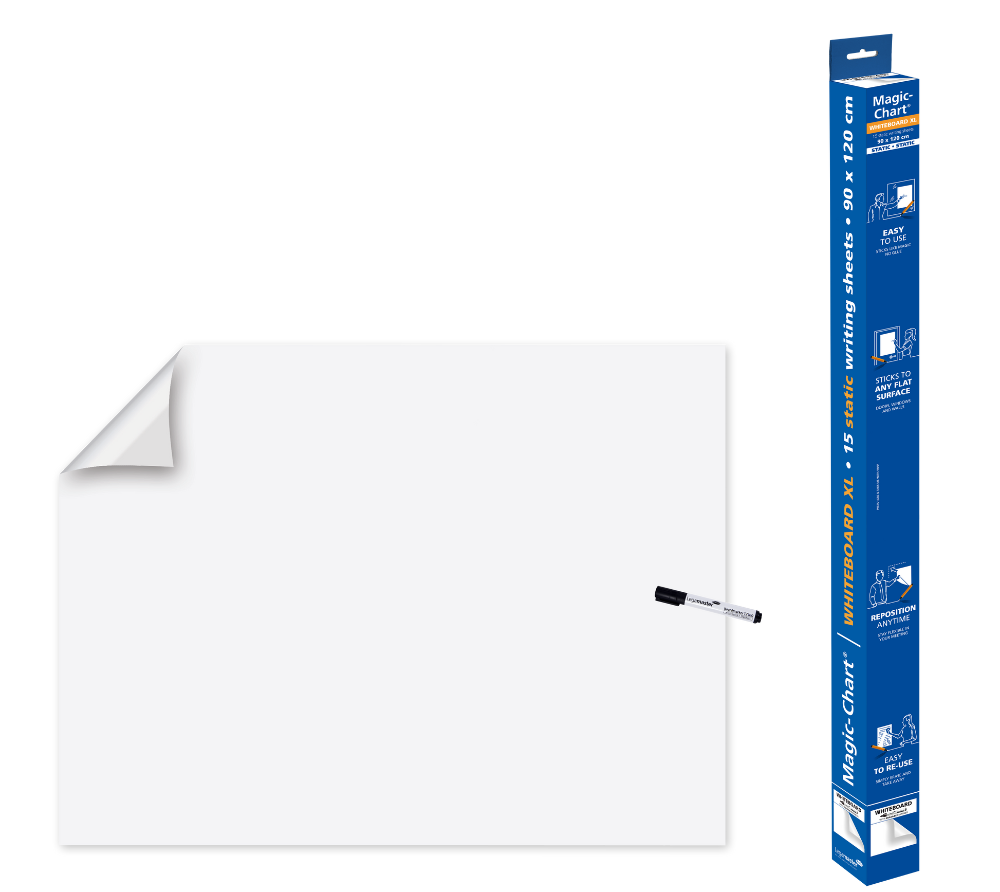 Legamaster Whiteboard – 120 × 90 cm, Wandmontage, inkl. Stift – 15-teilig