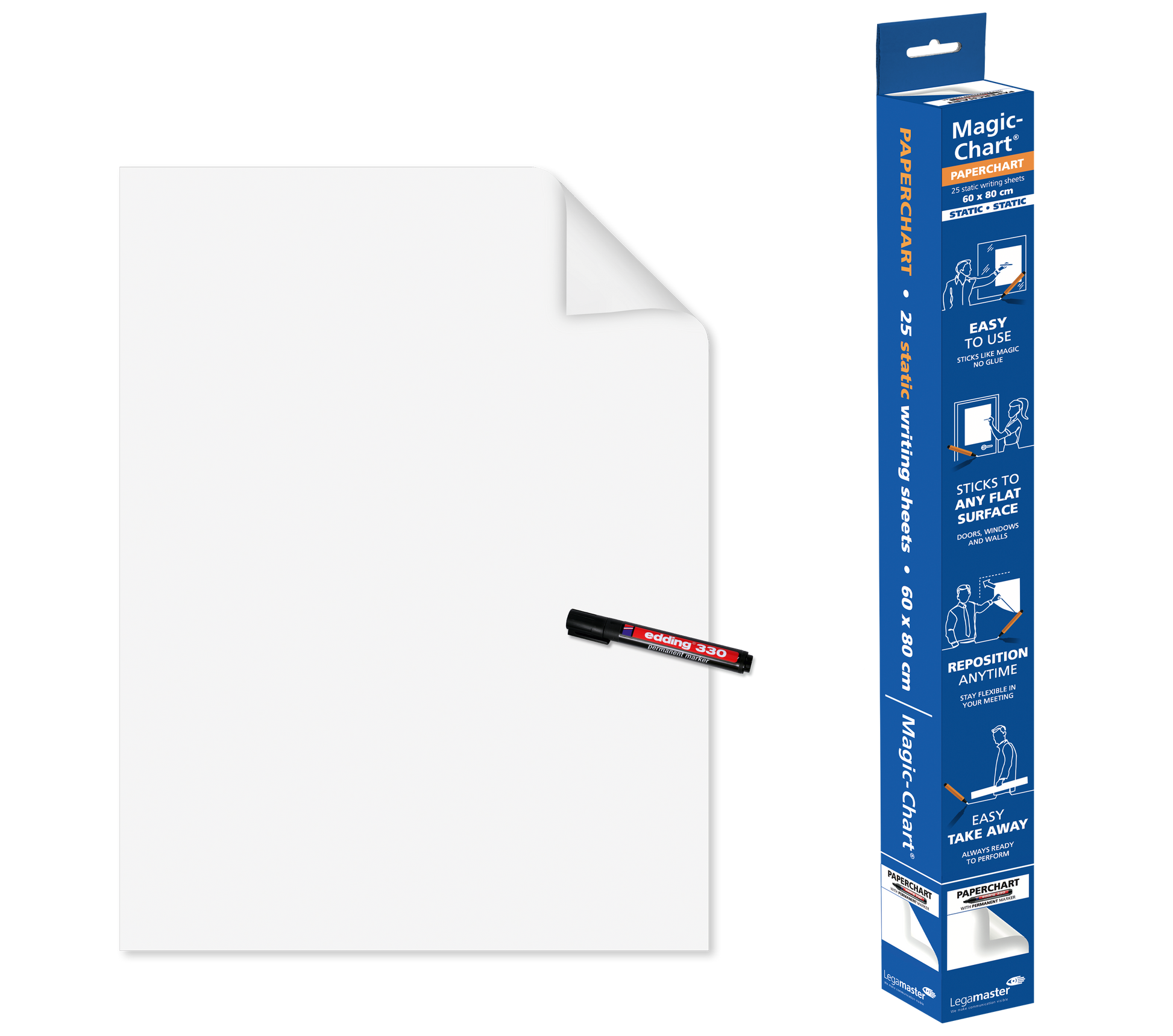 Legamaster Magic-Chart Selbstklebende Flipchartfolie – 60 × 80 cm, perforiert
