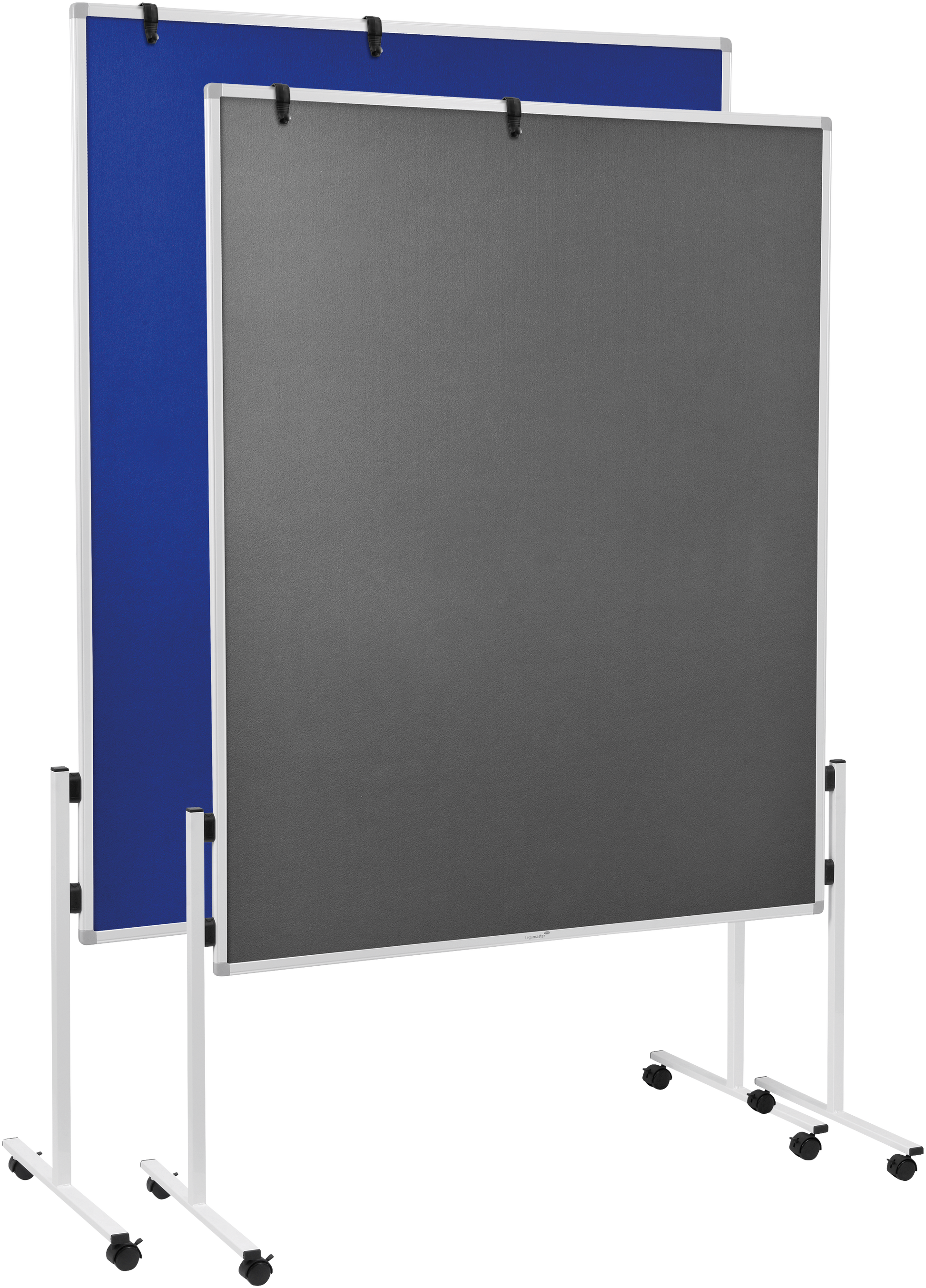 Legamaster Moderationswand Economy – Filz, mit Rollen, doppelseitig – 120 × 150 cm – Blau, Alurahmen