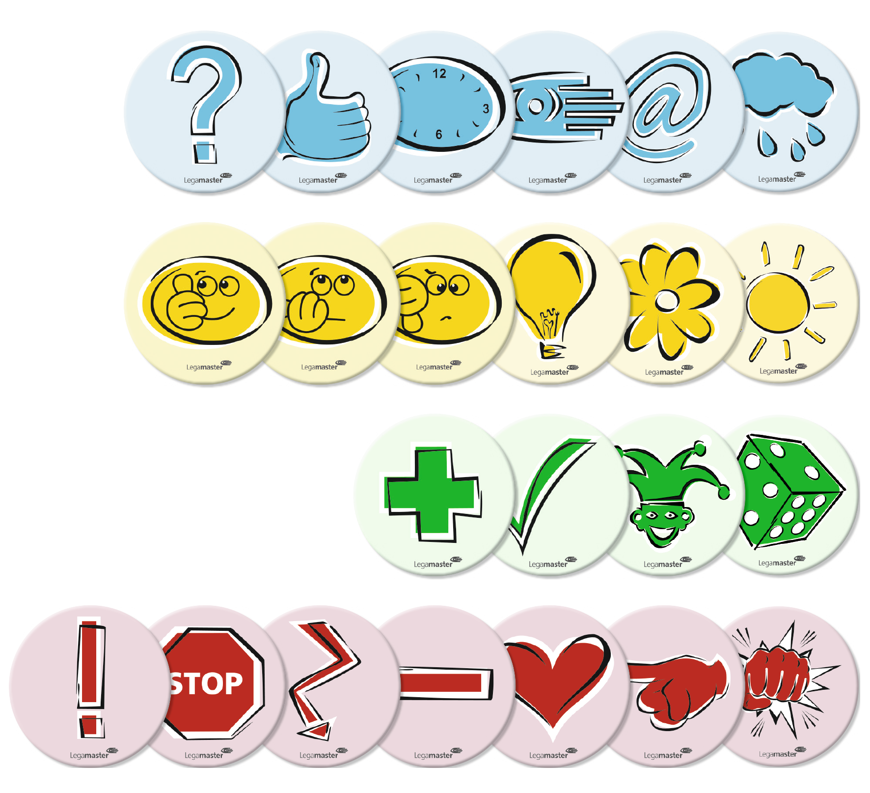 Legamaster Moderationskarten Emoticons – für Ø 95 mm – Papier, sortiert