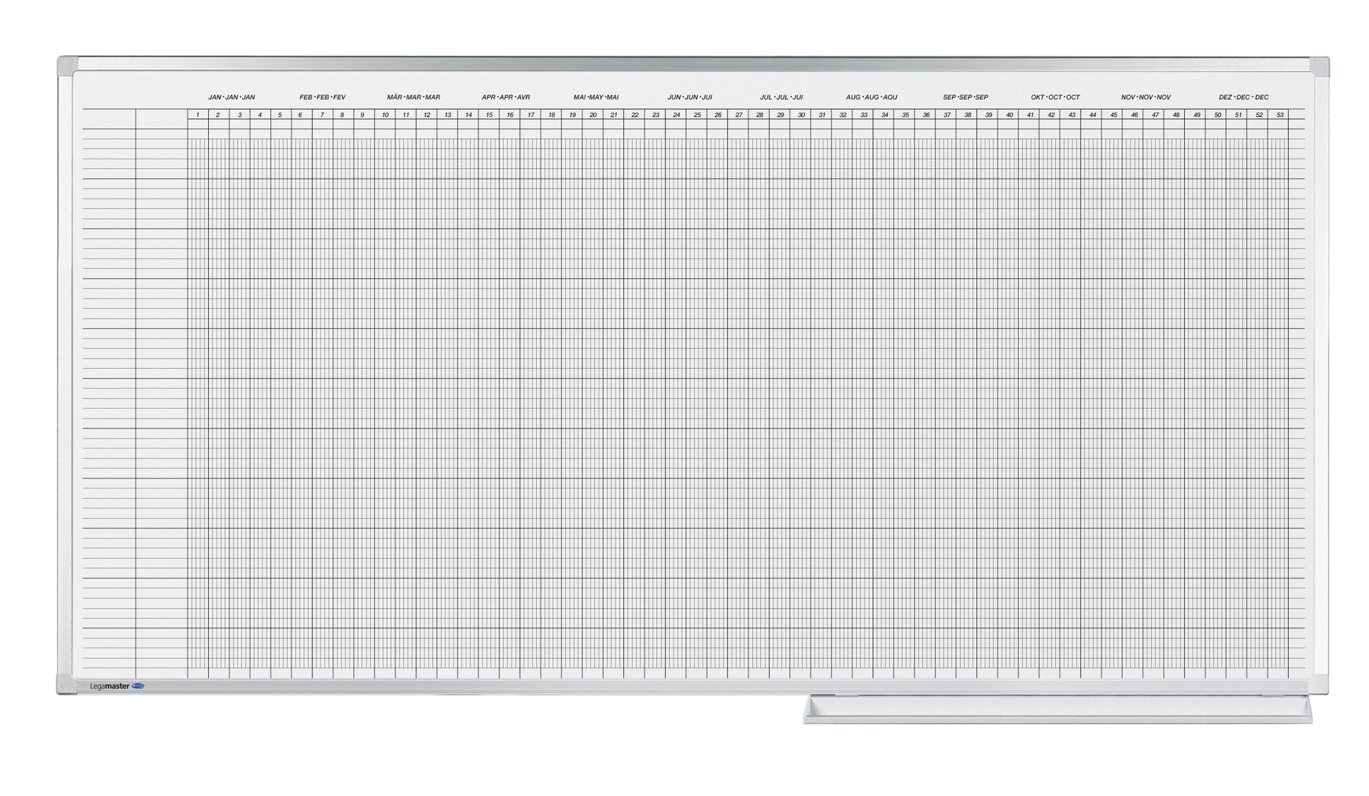 Legamaster Jahresplaner, Professional, Alurahmen, Wandmontage, 12 Monate – 150 × 100 cm, Weiss