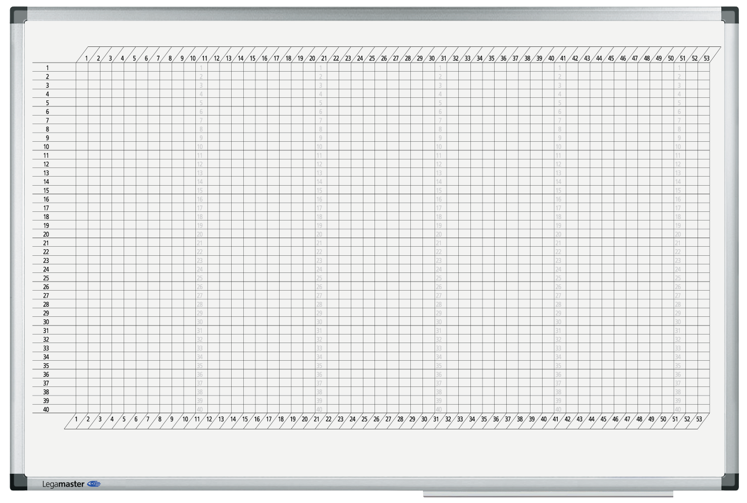 Legamaster Jahresplaner Premium – magnetisch, trocken abwischbar – Alurahmen – 90 × 60 cm – 53 Wochen