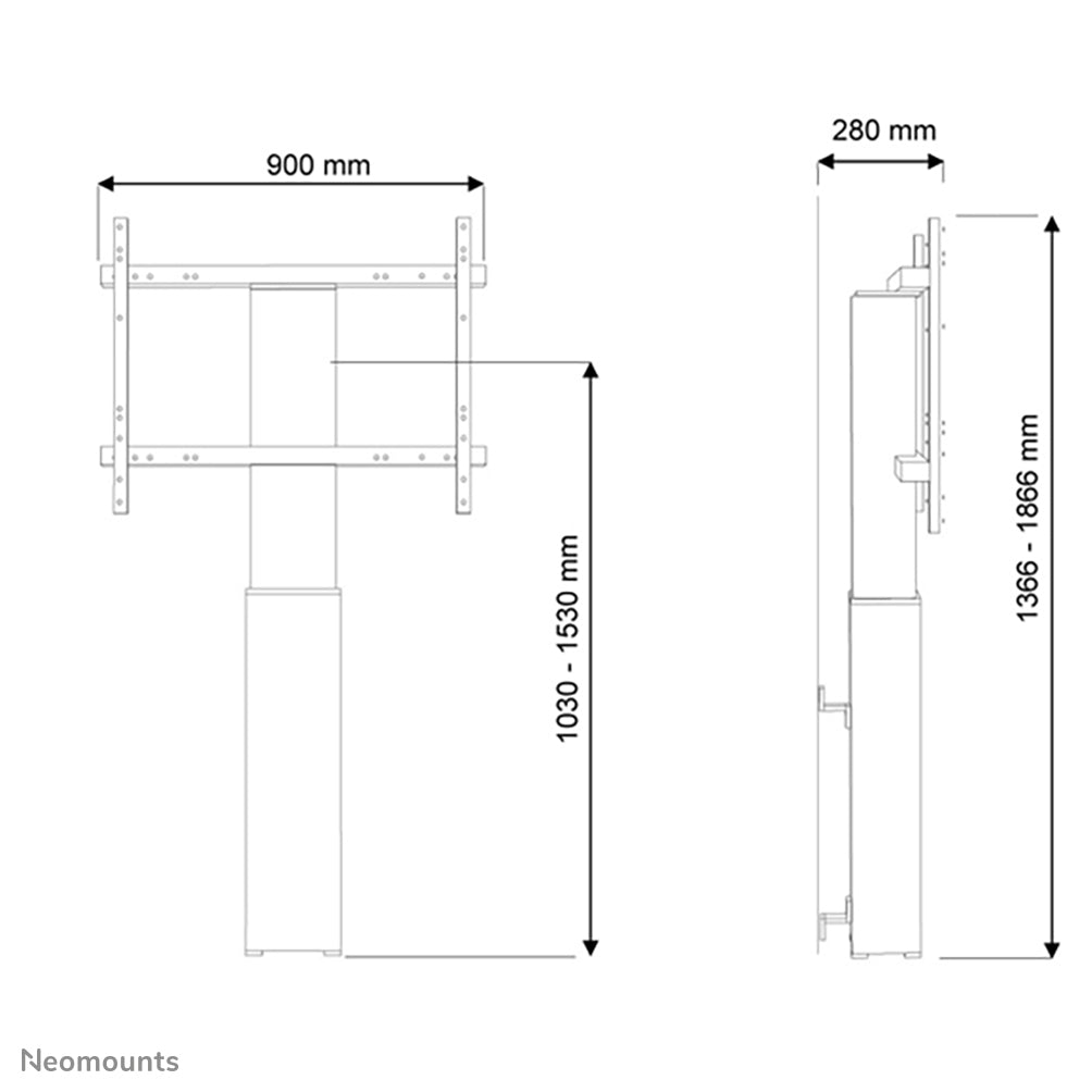 Neomounts Wandhalterung, für 42–100", bis 130 kg, motorisiert, schwarz