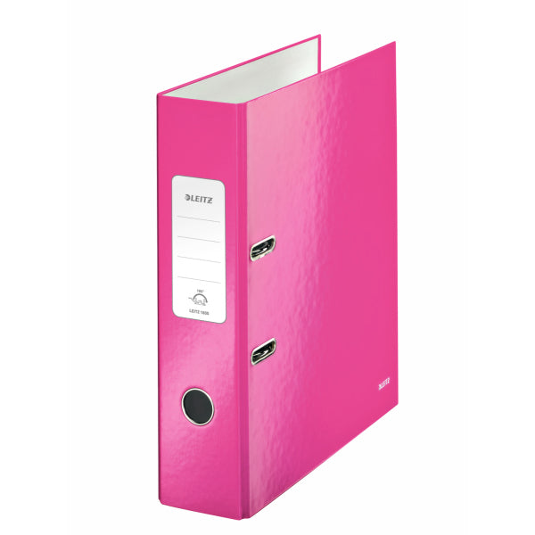 Leitz Ordner 180° WOW – A4 hoch – 2-Ring Hebelmechanik, Rücken 80 mm – pink, Karton, mit Griffloch, FSC