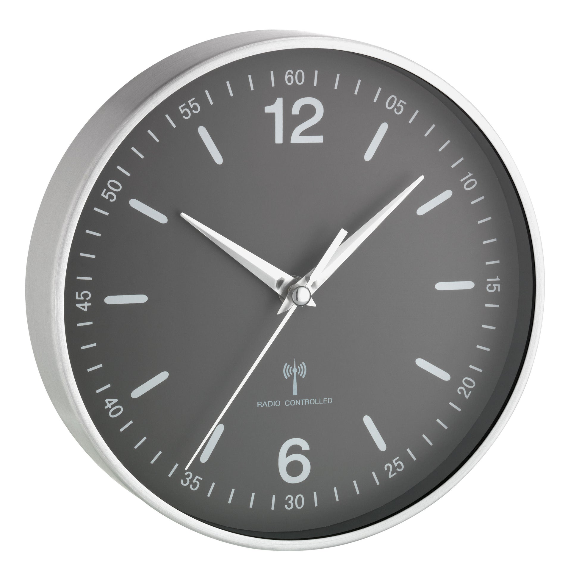 TFA-Dostmann TFA Dostmann Wanduhr – Funk, analog, Ø 19,5 cm, schwarz/silber, Glas