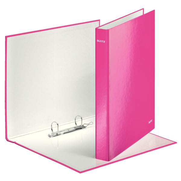 Leitz Ringbuch – A4 Hochformat – 2-Ring Bügelmechanik, Ø 25 mm, Rücken 40 mm – Pink, mit Niederhalter, FSC