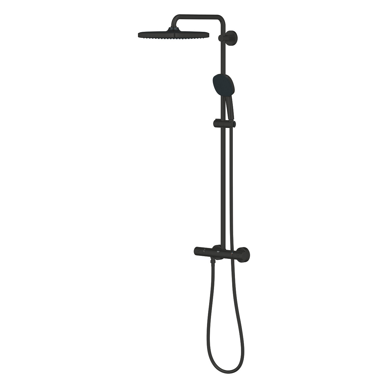 GROHE Duschsystem Vitalio Comfort 250 – 29,8×41,2×112 cm, Kunststoff, Aufputz-Thermostat, Schwarz