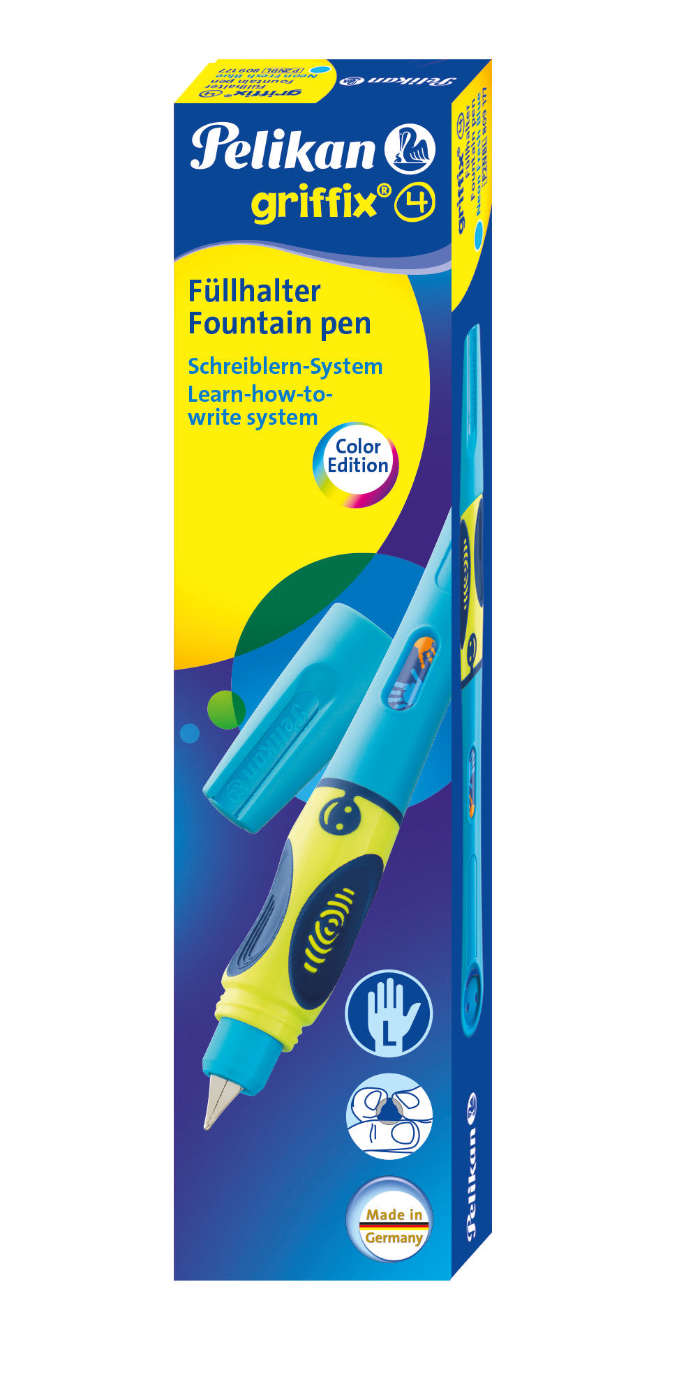 Pelikan Griffix neonfresh blau – Füllfederhalter – L, für Linkshänder – Edelstahl