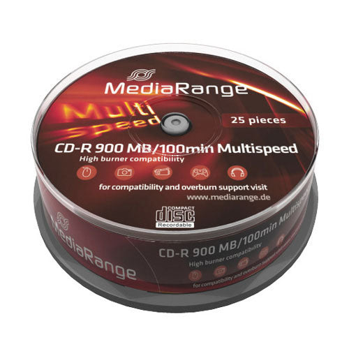 MediaRange CD-R 900 MB – 52×, nicht bedruckbar, 25er Spindel