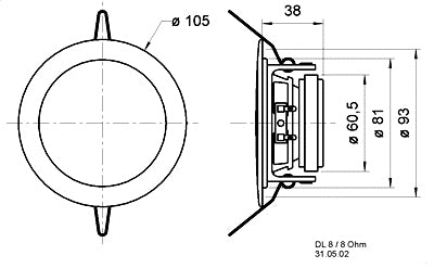 Visaton DL 8 – Einbaulautsprecher – 1-Wege, 3,3" Treiber, 8 Ω, 10 W, Weiss