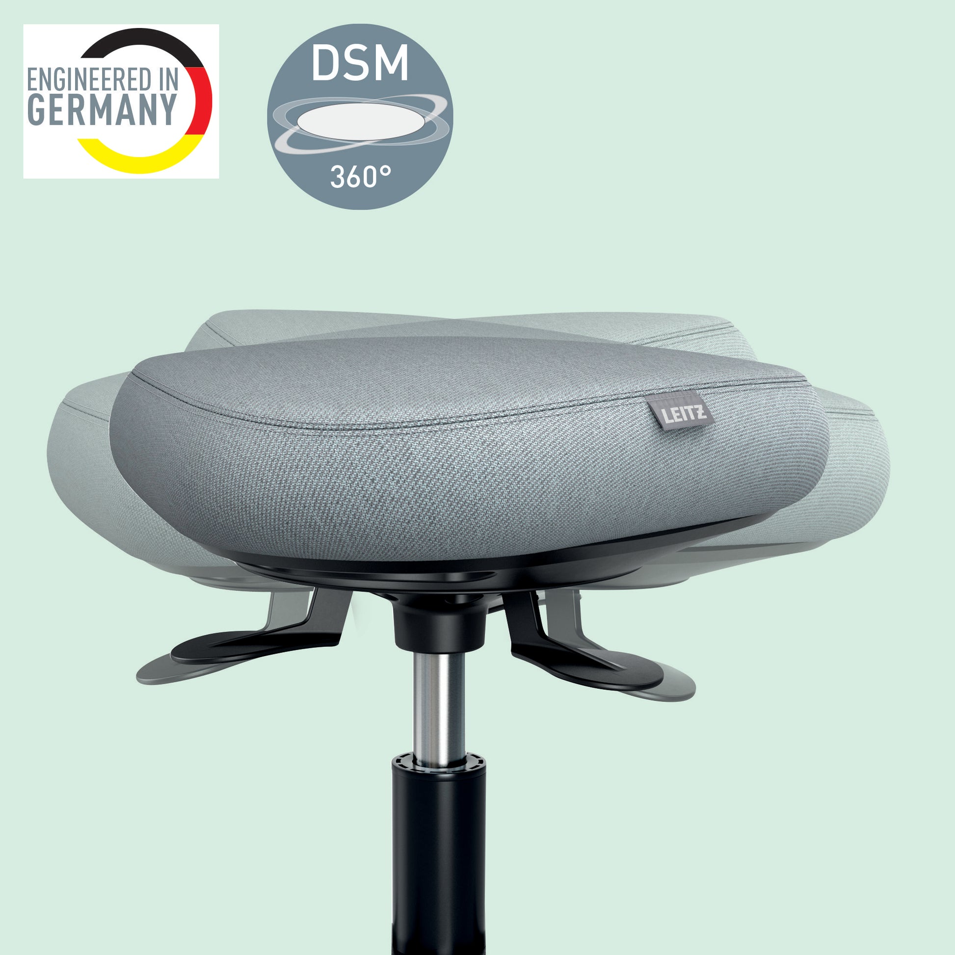 Leitz Hocker Ergo Active – Sitzhöhe 47–60 cm, 110 kg, hellgrau