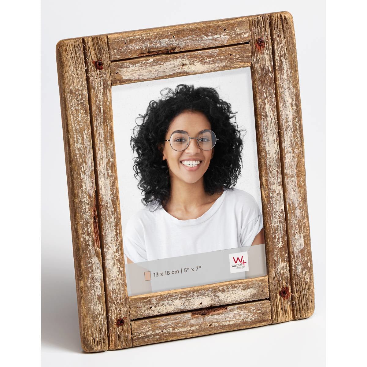 Walther Design Bilderrahmen Dupla Portrait, braun, Holz (Tanne), 13 × 18 cm, mit Aufsteller – eco:plus