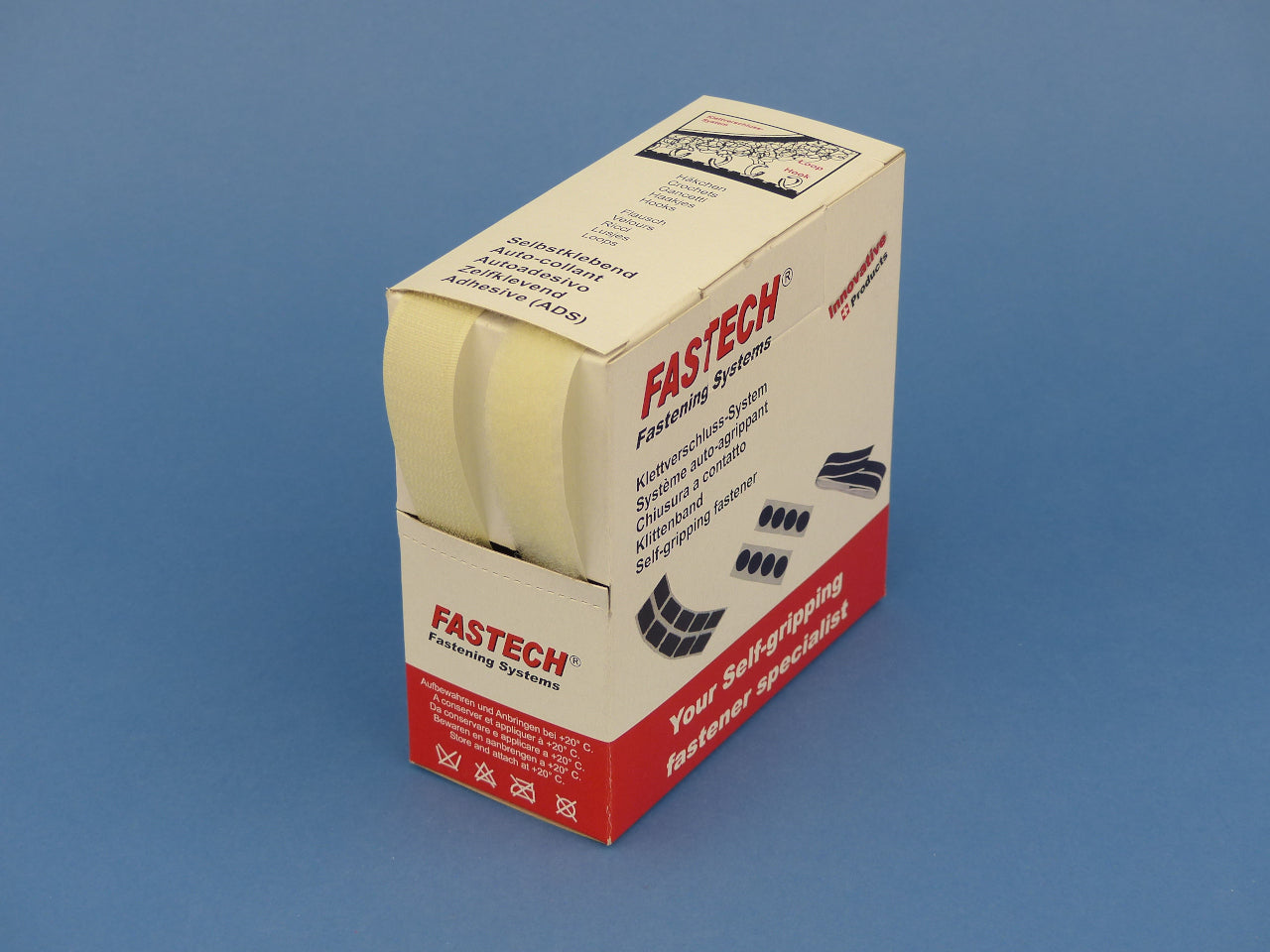 FASTECH Klettband 20 mm × 5 m – annähbar, Alt-Weiss