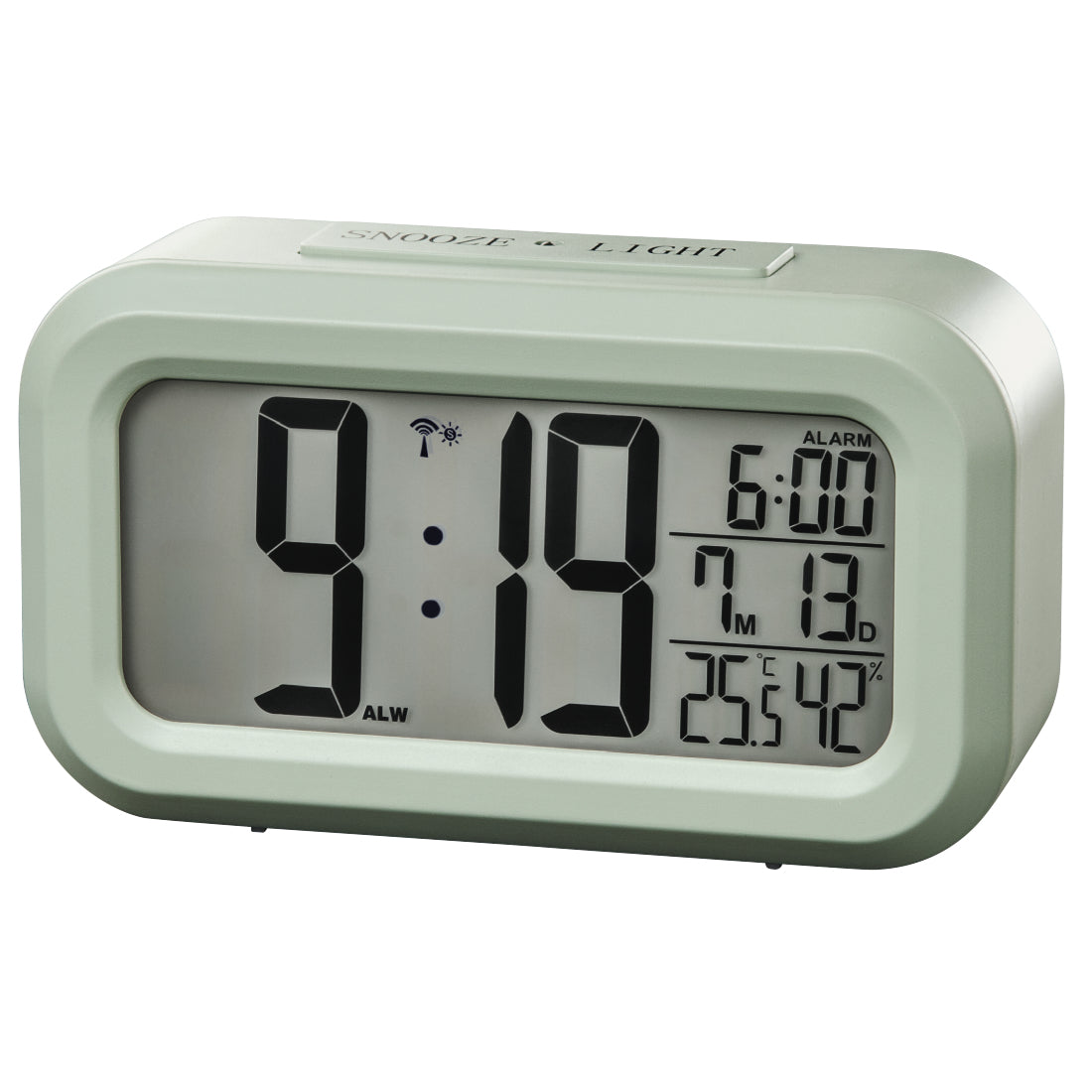 Hama RC 660 Digitalwecker – Funk, Snooze, Thermometer, 11,6 × 6,5 × 4,0 cm, Mint