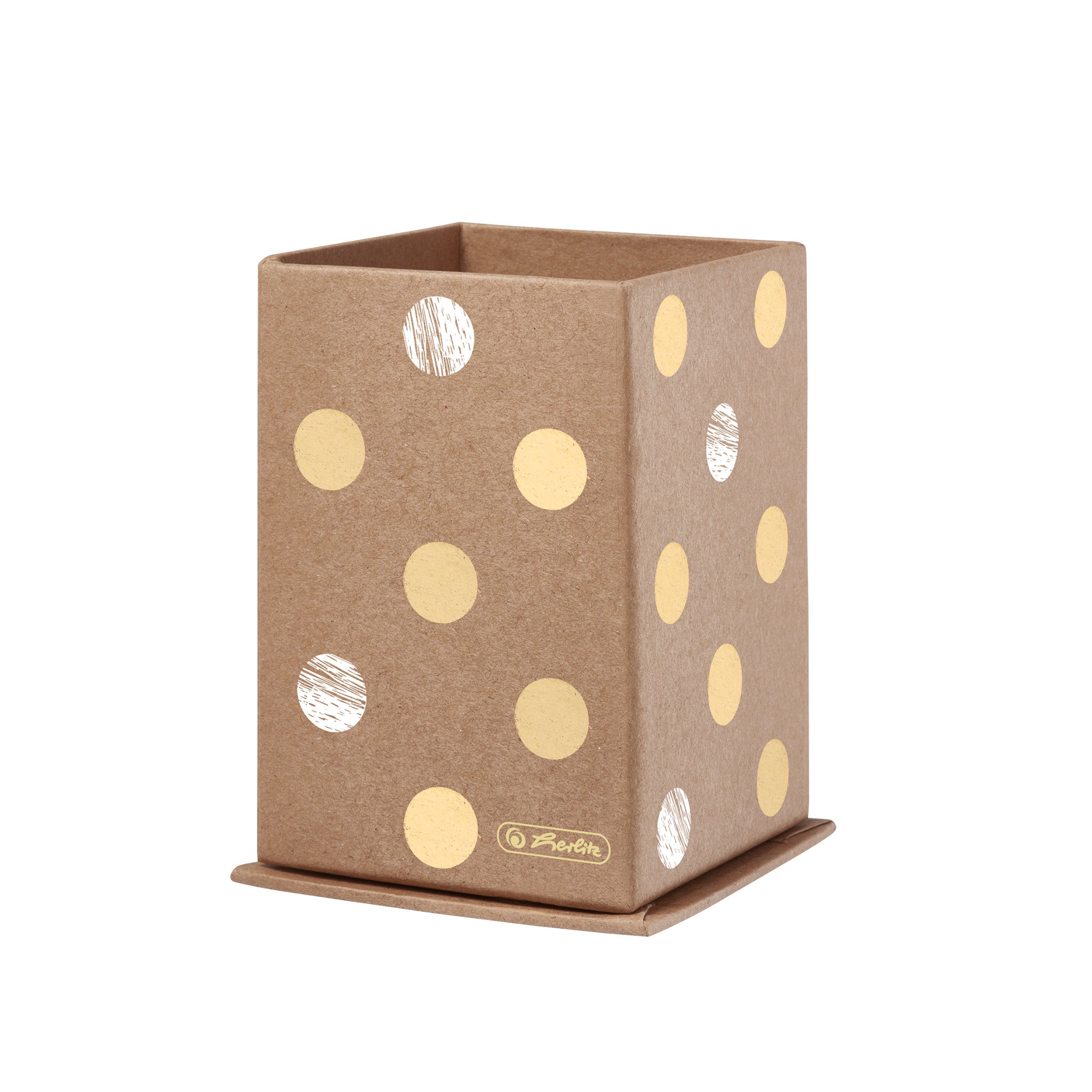 Herlitz Stiftehalter – Hartpappe (Packpapierbezug), gold, 65 × 100 × 65 mm