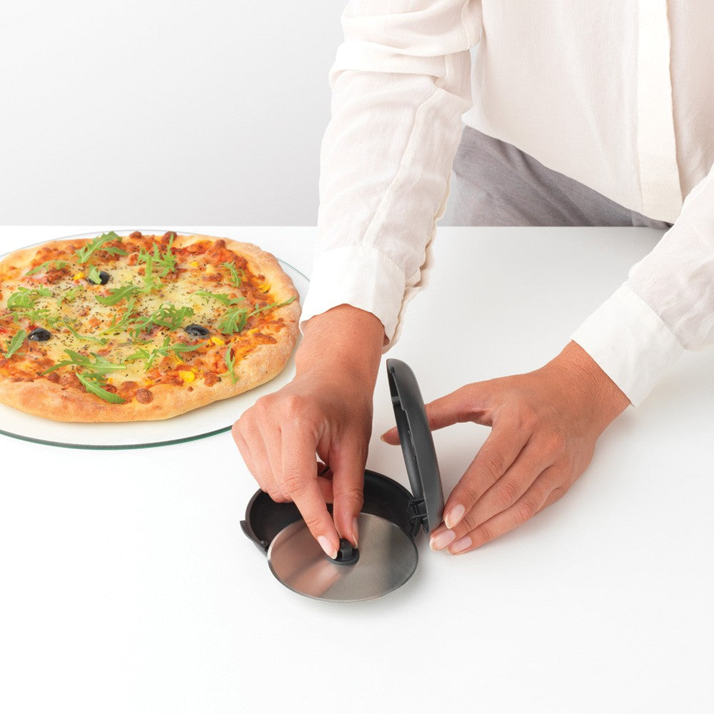 Brabantia Pizzaschneider Ø 11 × 2,8 cm, Edelstahl/Nylon, mit Klingenschutz, Anthrazit