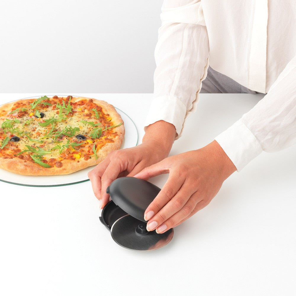 Brabantia Pizzaschneider Ø 11 × 2,8 cm, Edelstahl/Nylon, mit Klingenschutz, Anthrazit