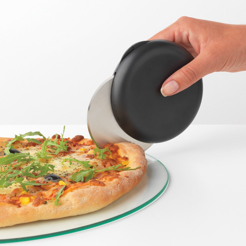 Brabantia Pizzaschneider Ø 11 × 2,8 cm, Edelstahl/Nylon, mit Klingenschutz, Anthrazit