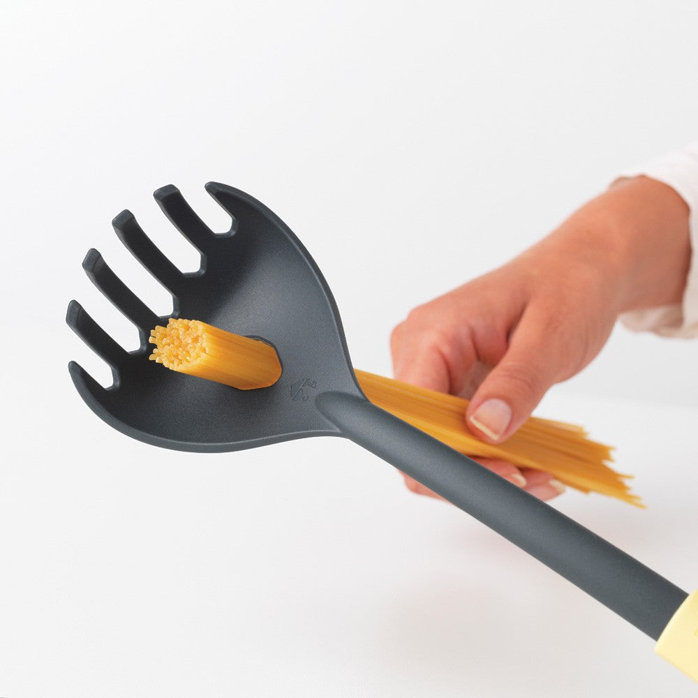 Brabantia Spaghettilöffel 30 cm, Kunststoff, spülmaschinenfest, hitzebeständig bis 220 °C, schwarz/gelb