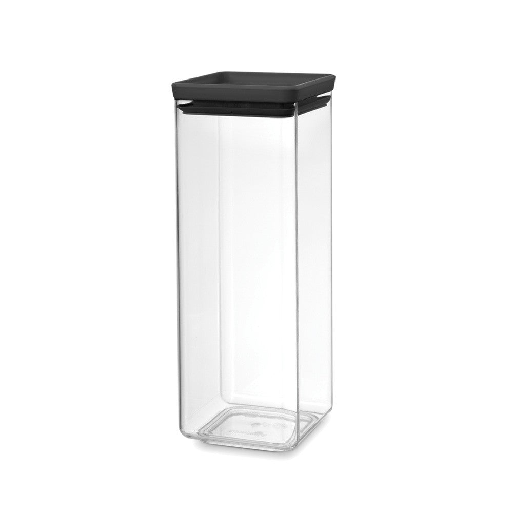 Brabantia Tasty+ – Vorratsdose 2,5 l, 11 × 11 × 29,5 cm, Kunststoff/Silikon, transparent/schwarz