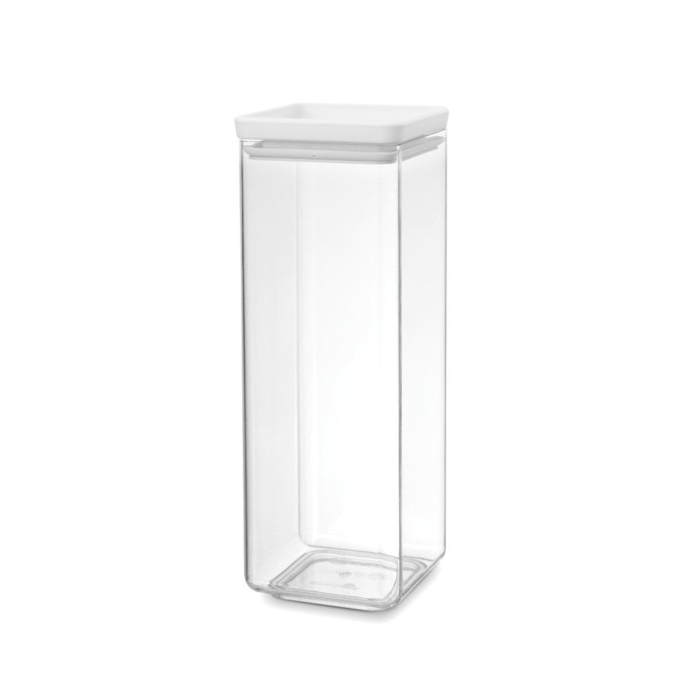 Brabantia Tasty+ – Vorratsdose 2,5 l, 11 × 11 × 29,5 cm, Kunststoff/Silikon, transparent/weiss
