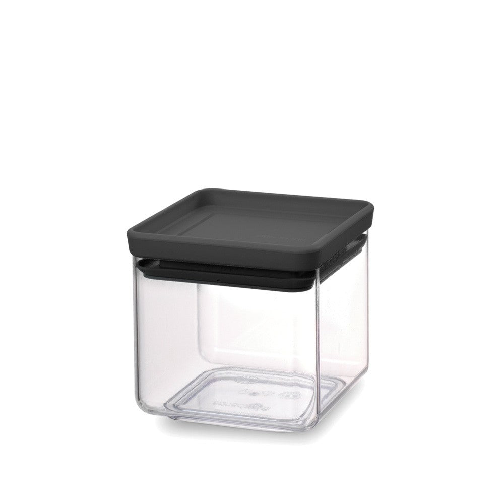Brabantia Vorratsdose 700 ml, 11 × 11 × 10,5 cm, Kunststoff/Silikon, transparent/schwarz