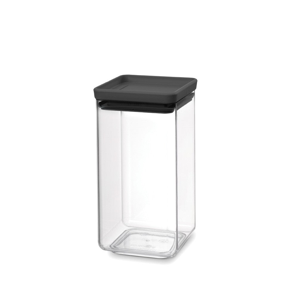 Brabantia Vorratsdose 1,6 l, 11 × 11 × 20 cm, Kunststoff/Silikon, transparent/schwarz