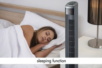 Trisa Turmventilator Fresh Breeze – 45 W, 3 Stufen, oszillierend, Timer, Fernbedienung, Silber