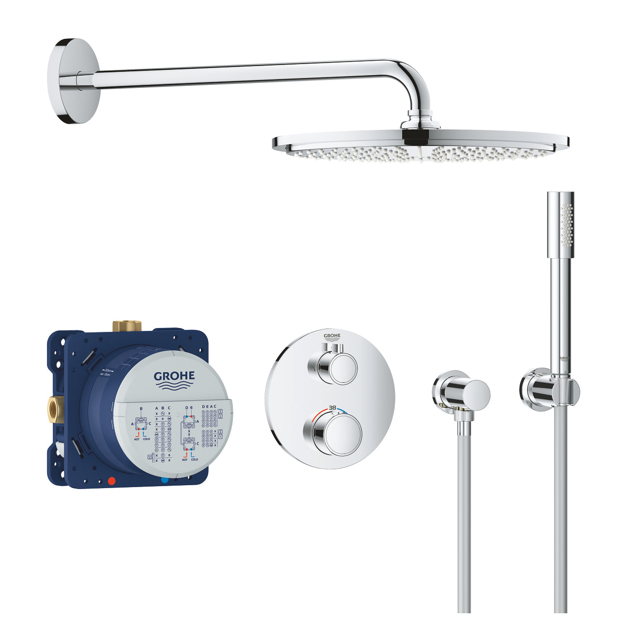 GROHE Grotherm Badebatterie – Zweigriffarmatur (Unterputz), Messing, Chrom