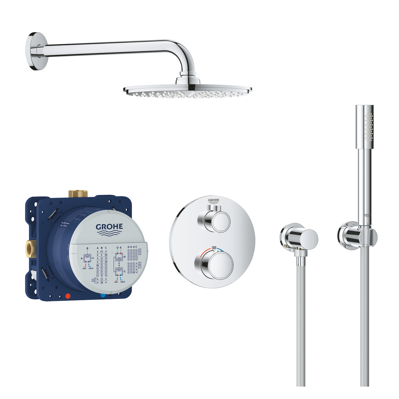 GROHE Grotherm Unterputz-Badebatterie – Zweigriffarmatur, Messing, Chrom